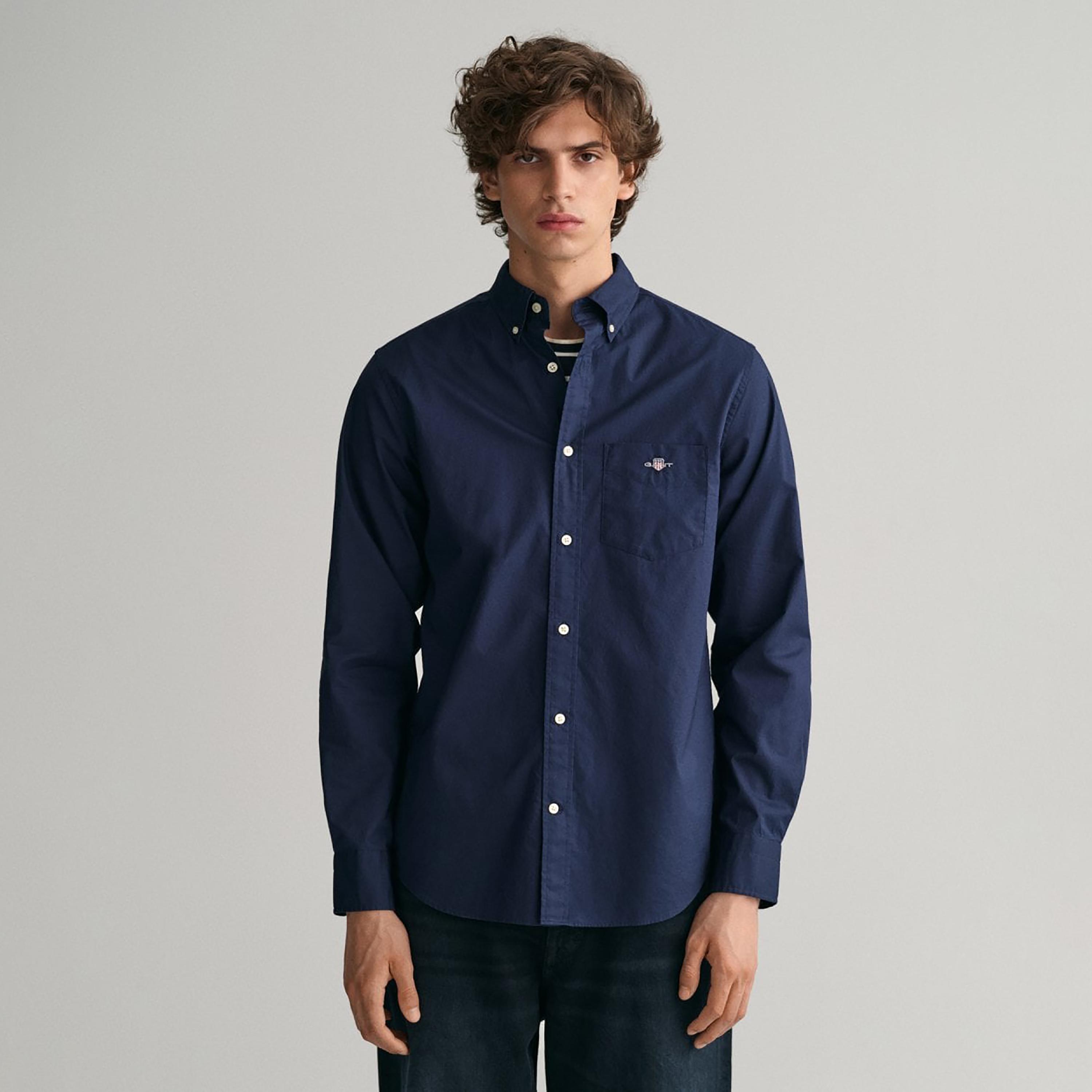 Gant Plain Regular Fit Long Sleeves Poplin Button-Down Collar Men's Shirt-men-clothing-shirts-image-1