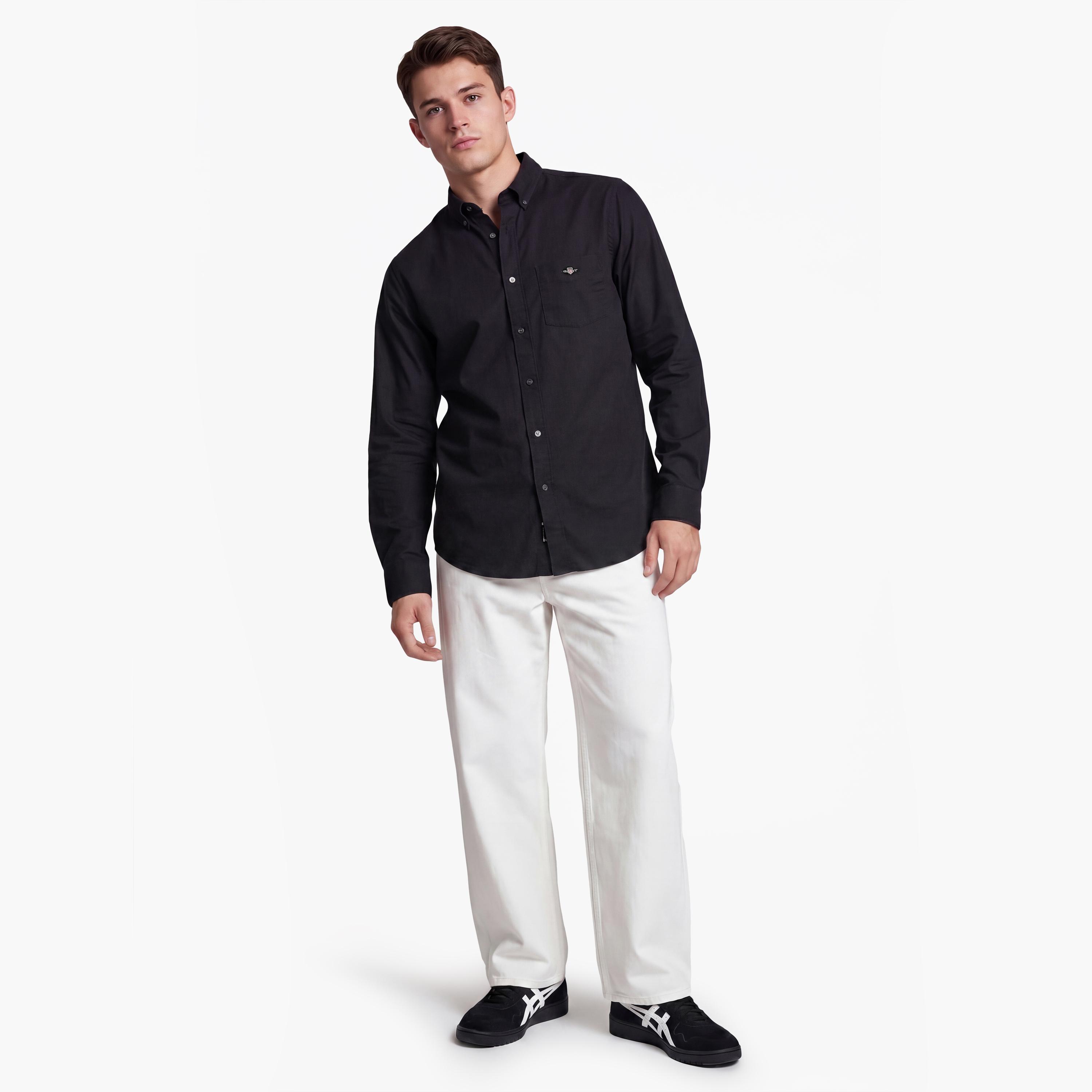 Gant Plain Regular Fit Long Sleeves Poplin Button-Down Collar Men's Shirt-men-clothing-shirts-image-2