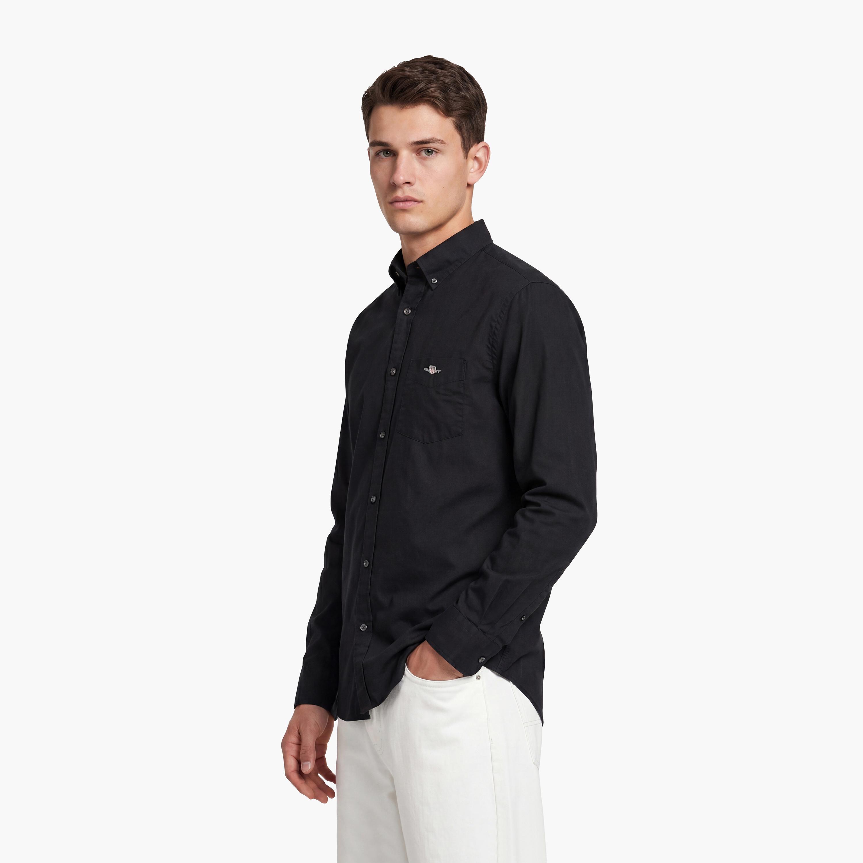 Gant Plain Regular Fit Long Sleeves Poplin Button-Down Collar Men's Shirt-men-clothing-shirts-image-3