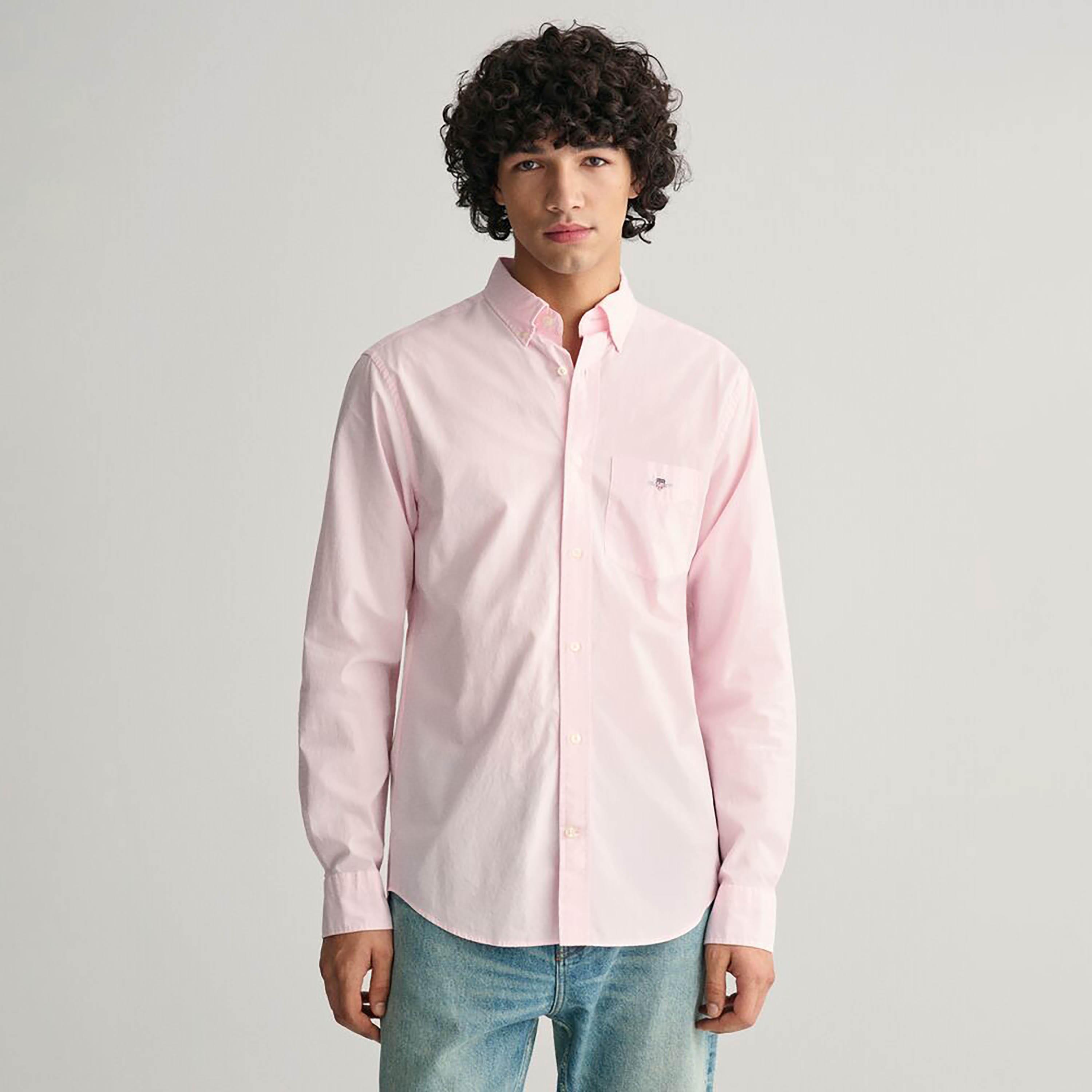 قميص الرجال بأكمام طويلة من نوع Gant العادي العادي بياقة طويلة وأكمام طويلة-men-clothing-shirts-image-1
