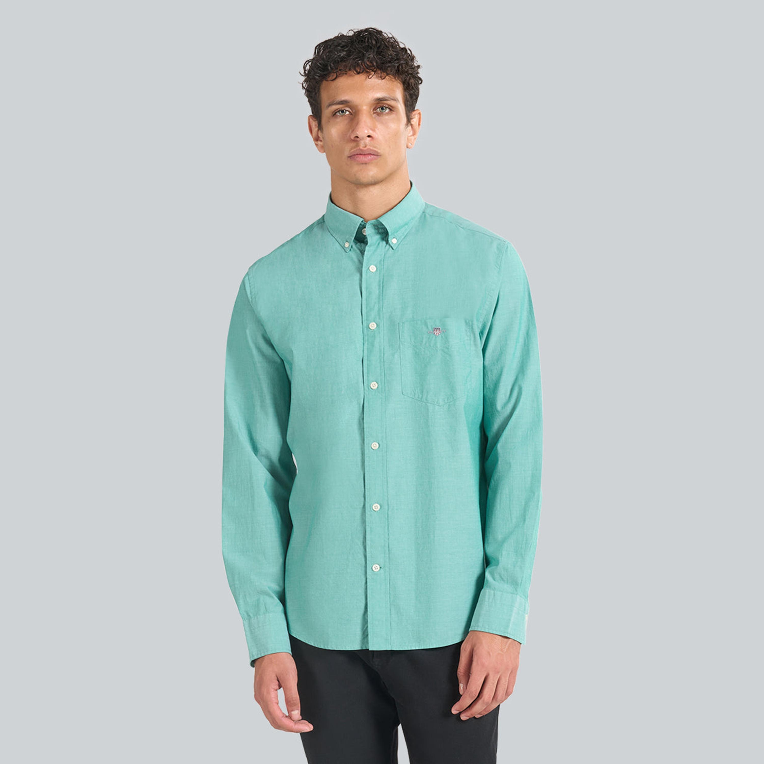Gant Regular Fit Plain Button-Down Collar Long Sleeves Men's Shirt-men-clothing-shirts-image-1