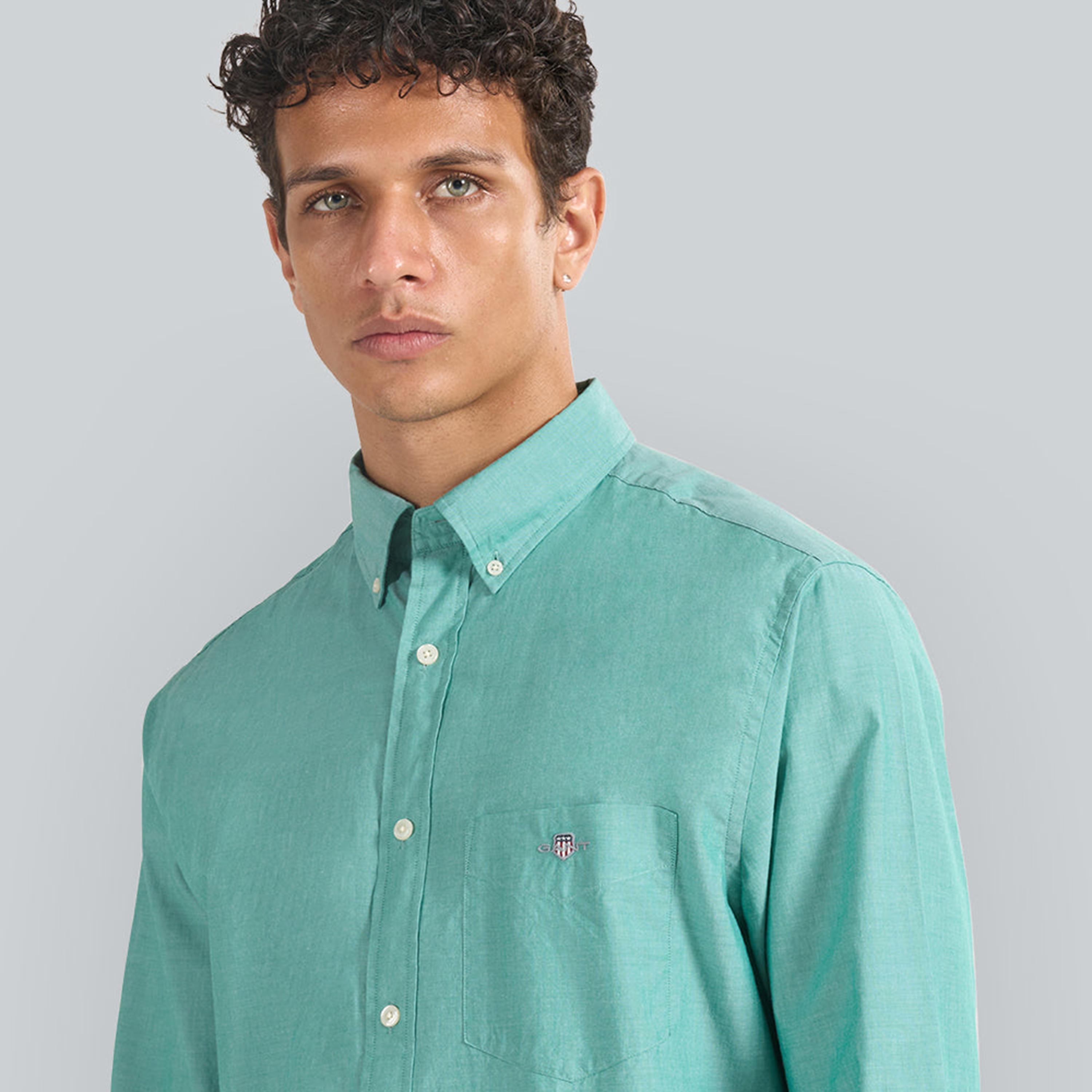 Gant Regular Fit Plain Button-Down Collar Long Sleeves Men's Shirt-men-clothing-shirts-image-2