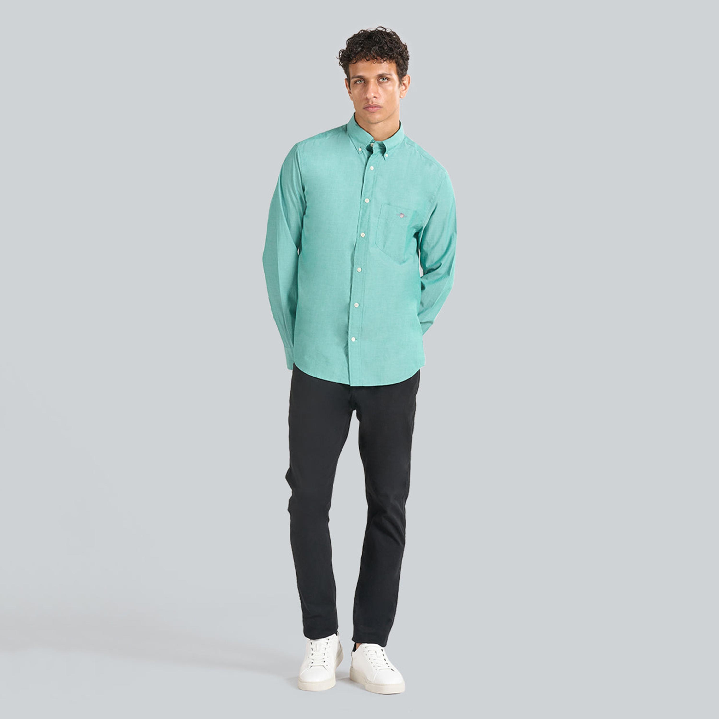 Gant Regular Fit Plain Button-Down Collar Long Sleeves Men's Shirt-men-clothing-shirts-image-3