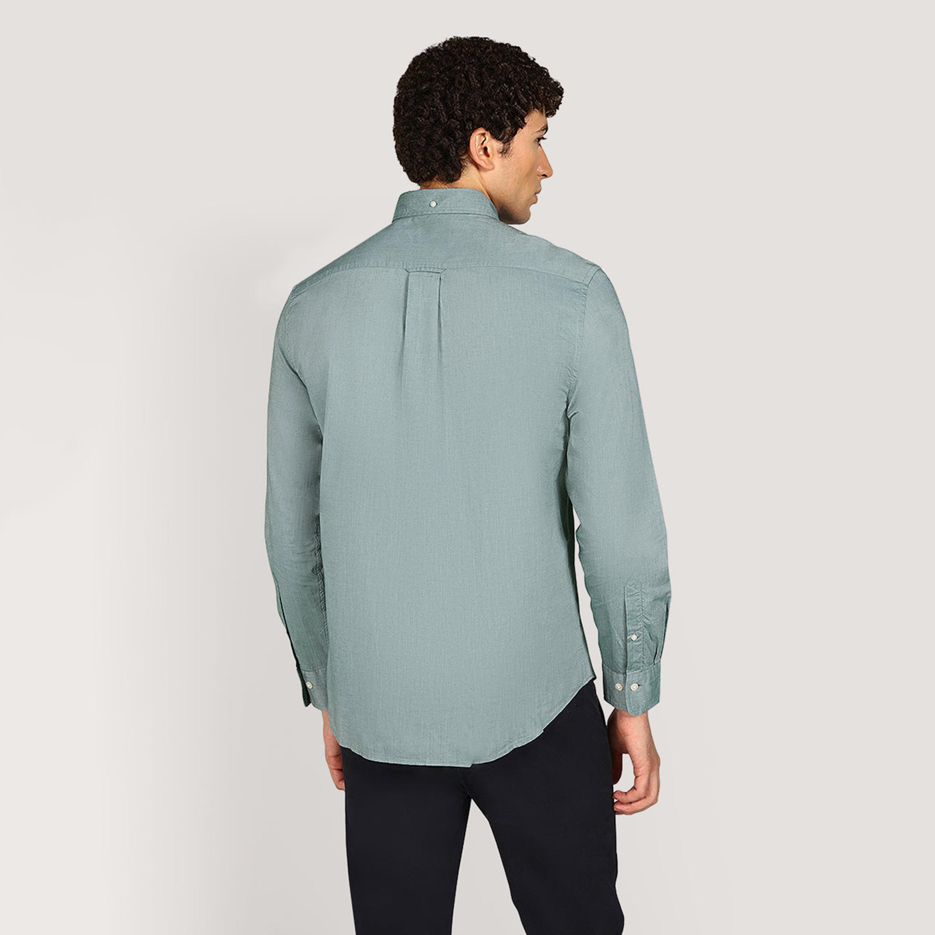 Gant Regular Fit Plain Button-Down Collar Long Sleeves Men's Poplin Shirt-men-clothing-shirts-image-4