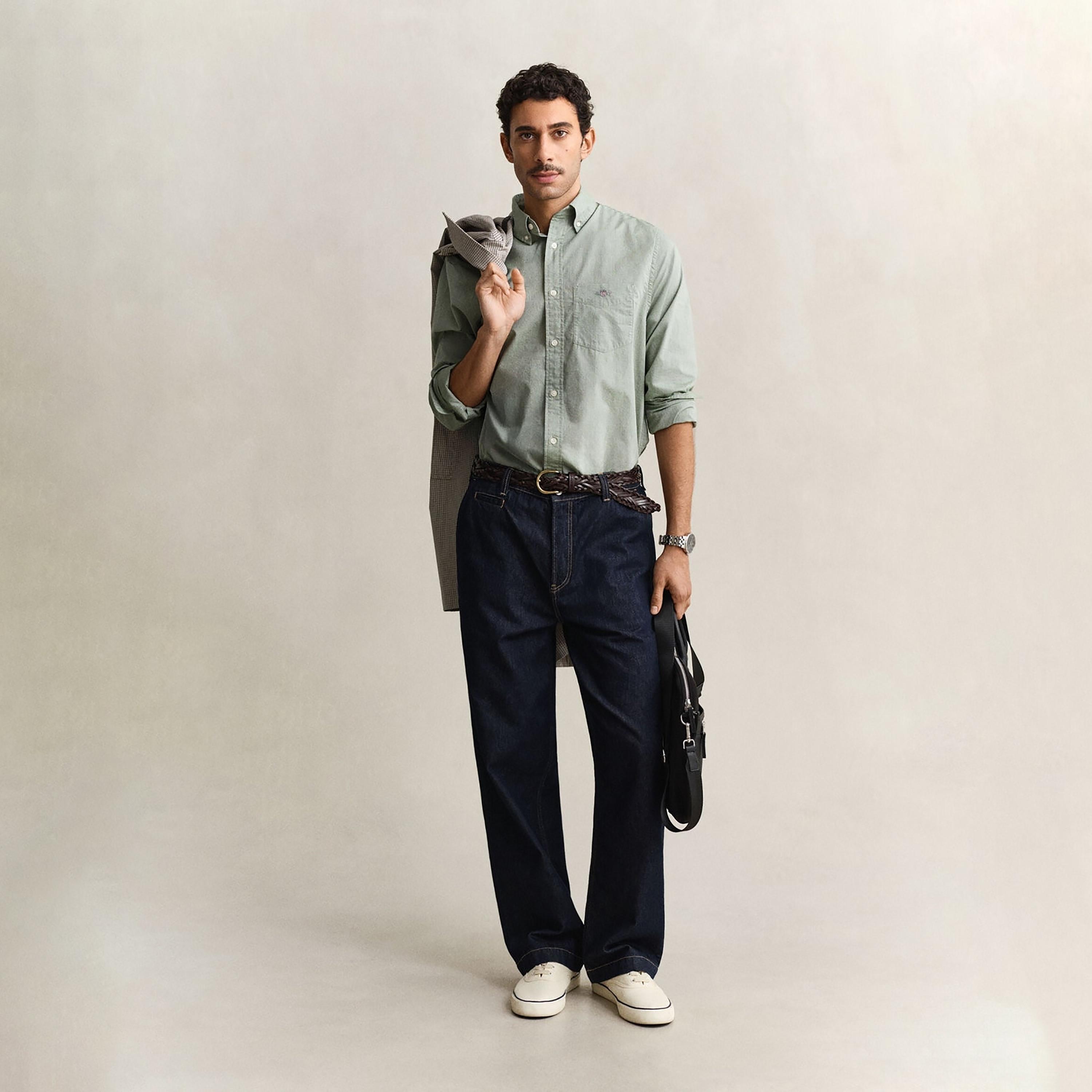Gant Plain Regular Fit Long Sleeves Button-Down Collar Men's Shirt-men-clothing-shirts-image-2