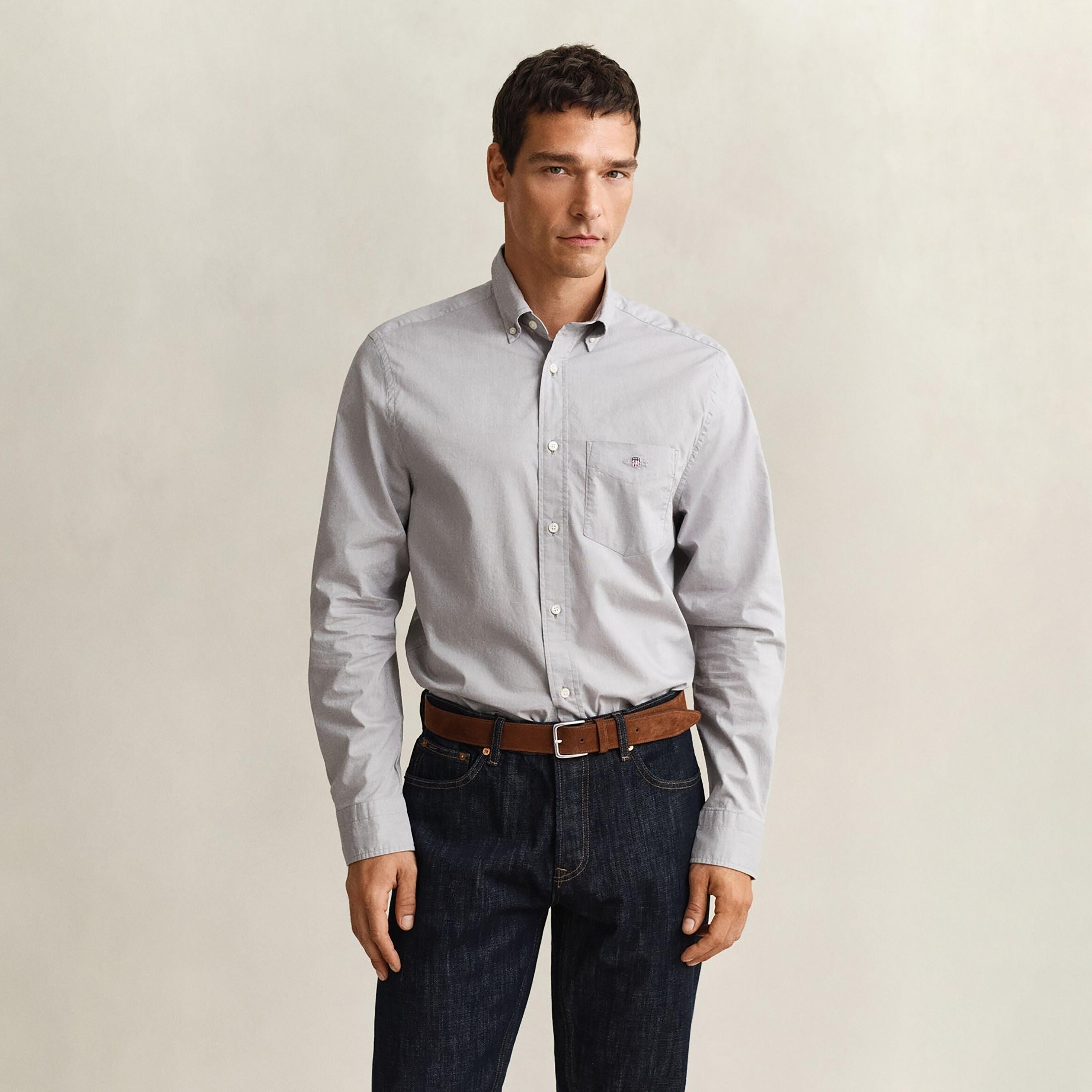 Gant Plain Regular Fit Long Sleeves Button-Down Collar Men's Shirt-men-clothing-shirts-image-1