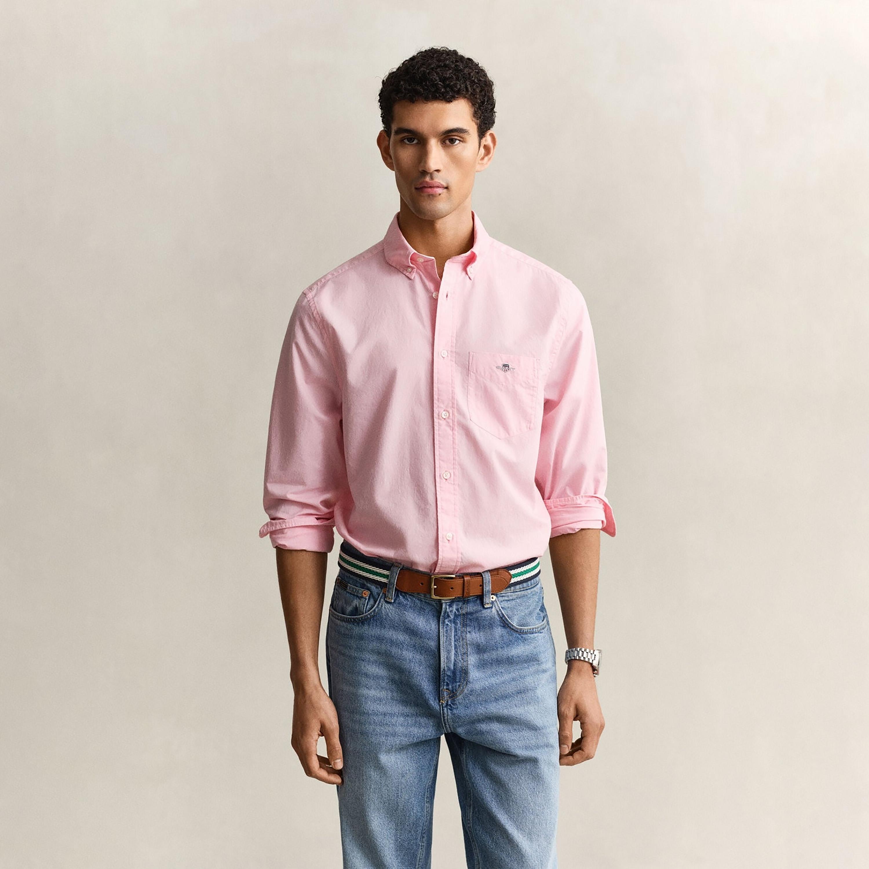 Gant Plain Regular Fit Long Sleeves Button-Down Collar Men's Shirt-men-clothing-shirts-image-1
