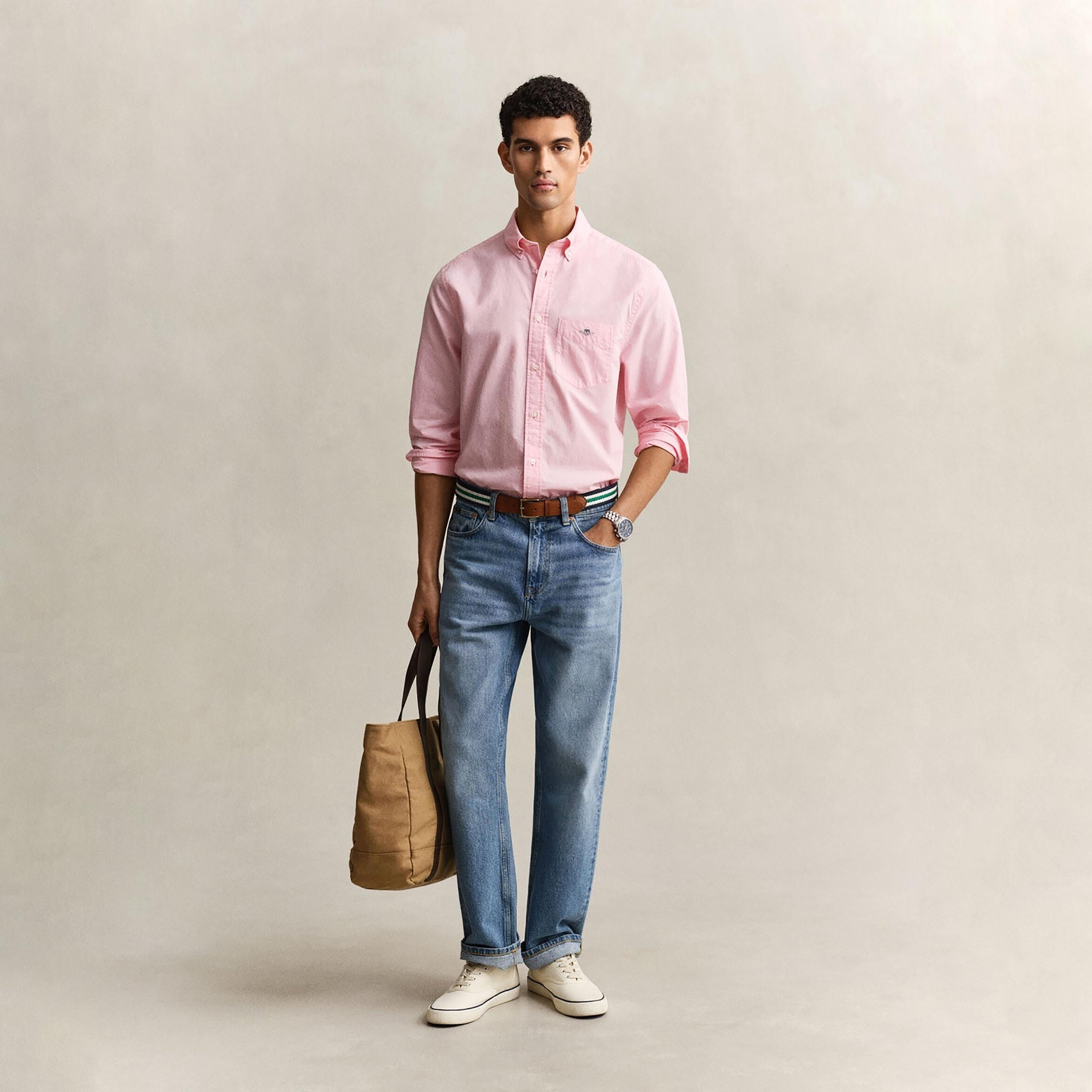Gant Plain Regular Fit Long Sleeves Button-Down Collar Men's Shirt-men-clothing-shirts-image-2