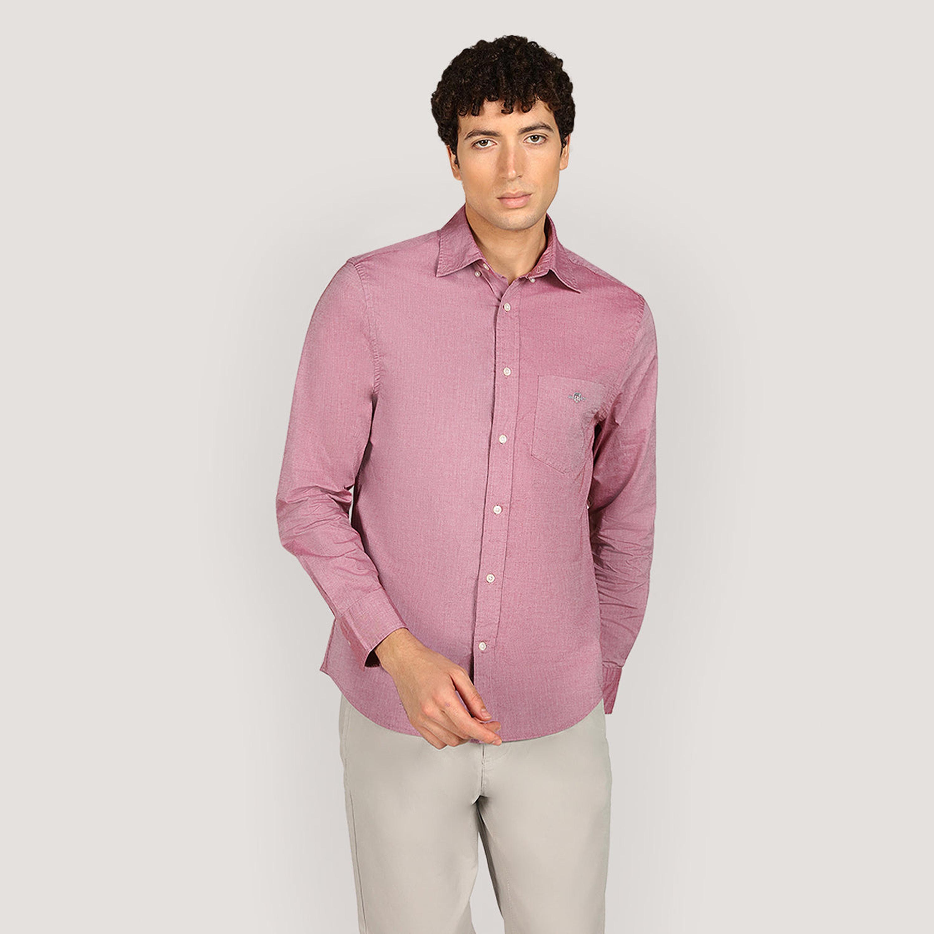Gant Regular Fit Plain Button-Down Collar Long Sleeves Men's Poplin Shirt-men-clothing-shirts-image-5