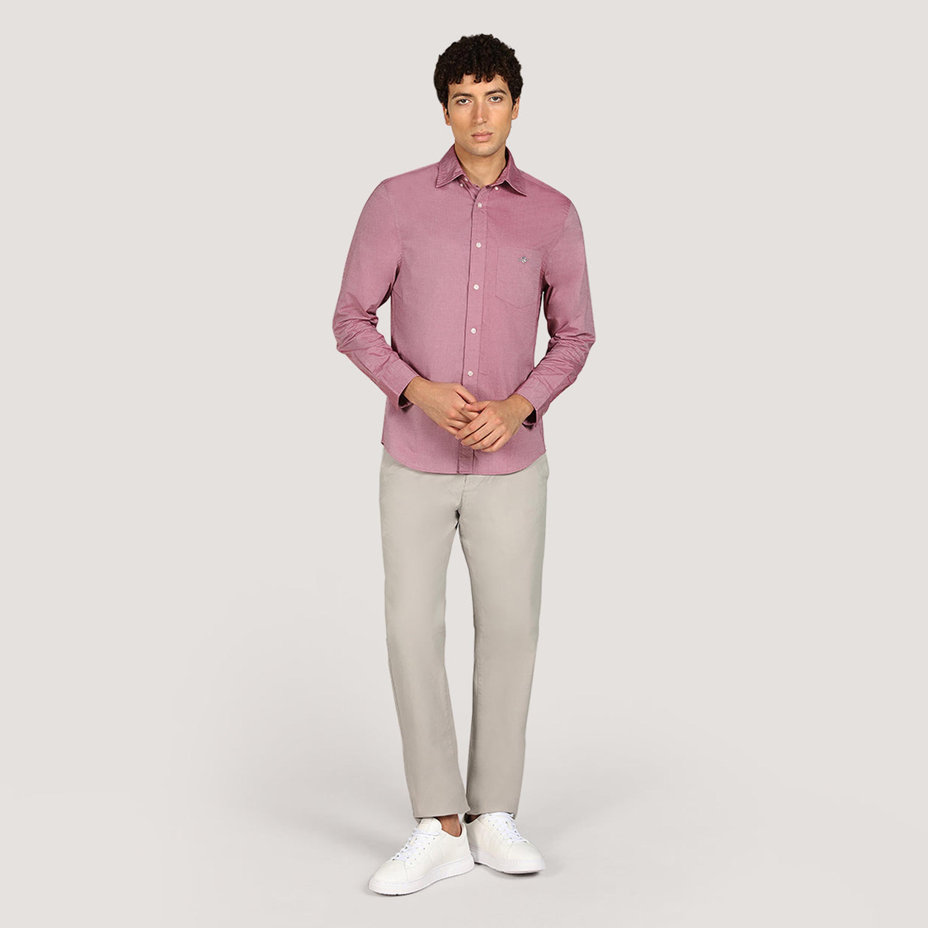 Gant Regular Fit Plain Button-Down Collar Long Sleeves Men's Poplin Shirt-men-clothing-shirts-image-2