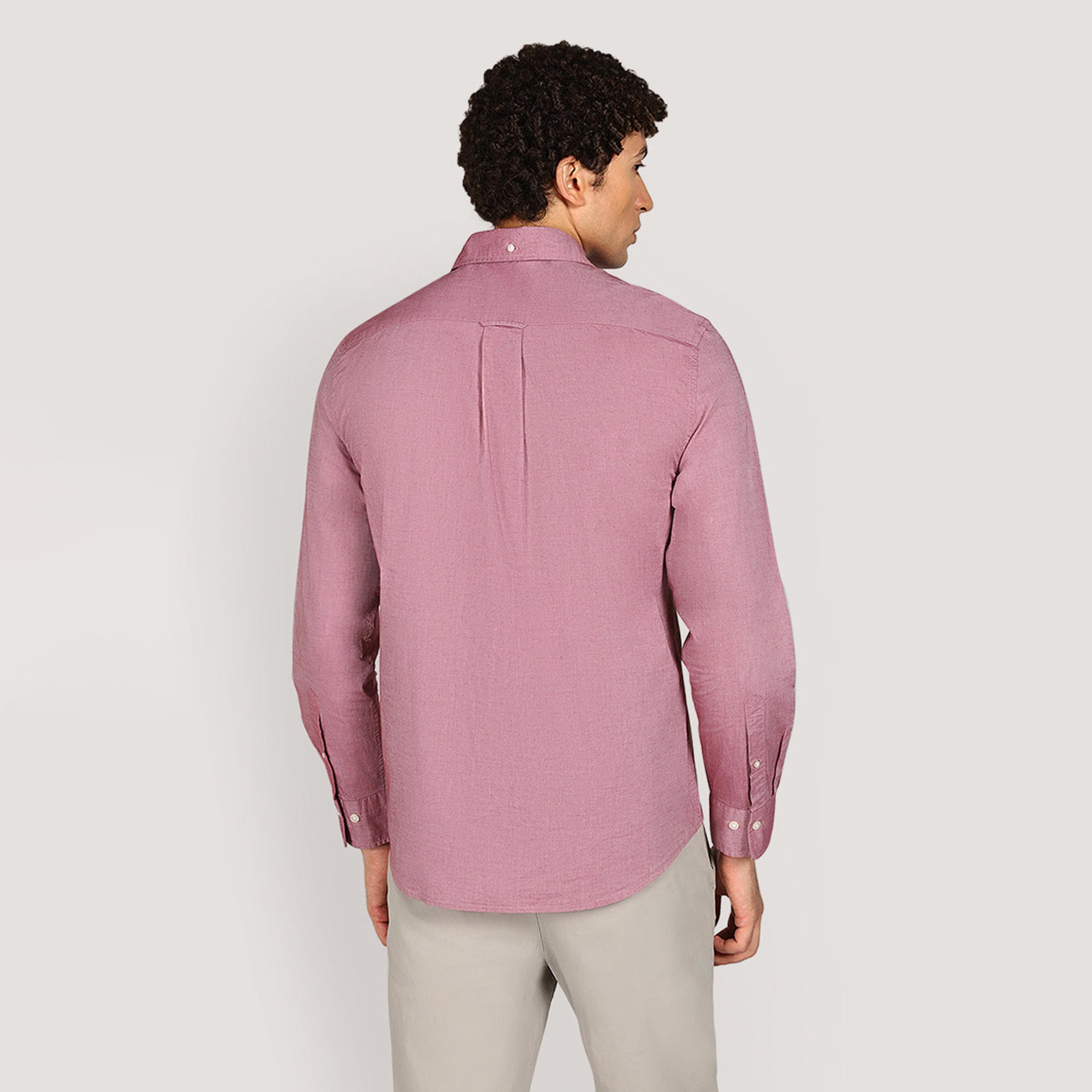 Gant Regular Fit Plain Button-Down Collar Long Sleeves Men's Poplin Shirt-men-clothing-shirts-image-4