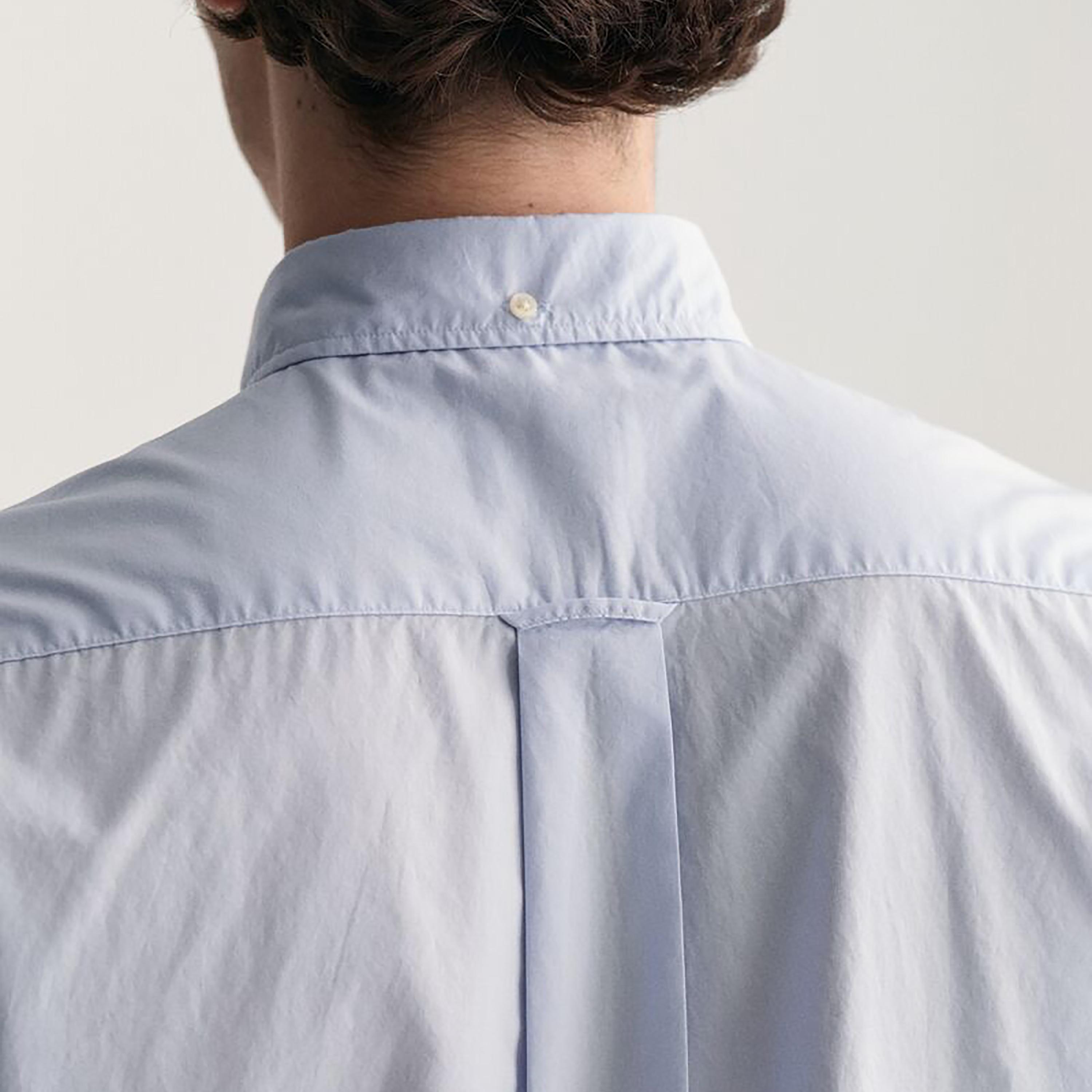 Gant Plain Regular Fit Short Sleeves Poplin Button-Down Collar Men's Shirt-men-clothing-shirts-image-14