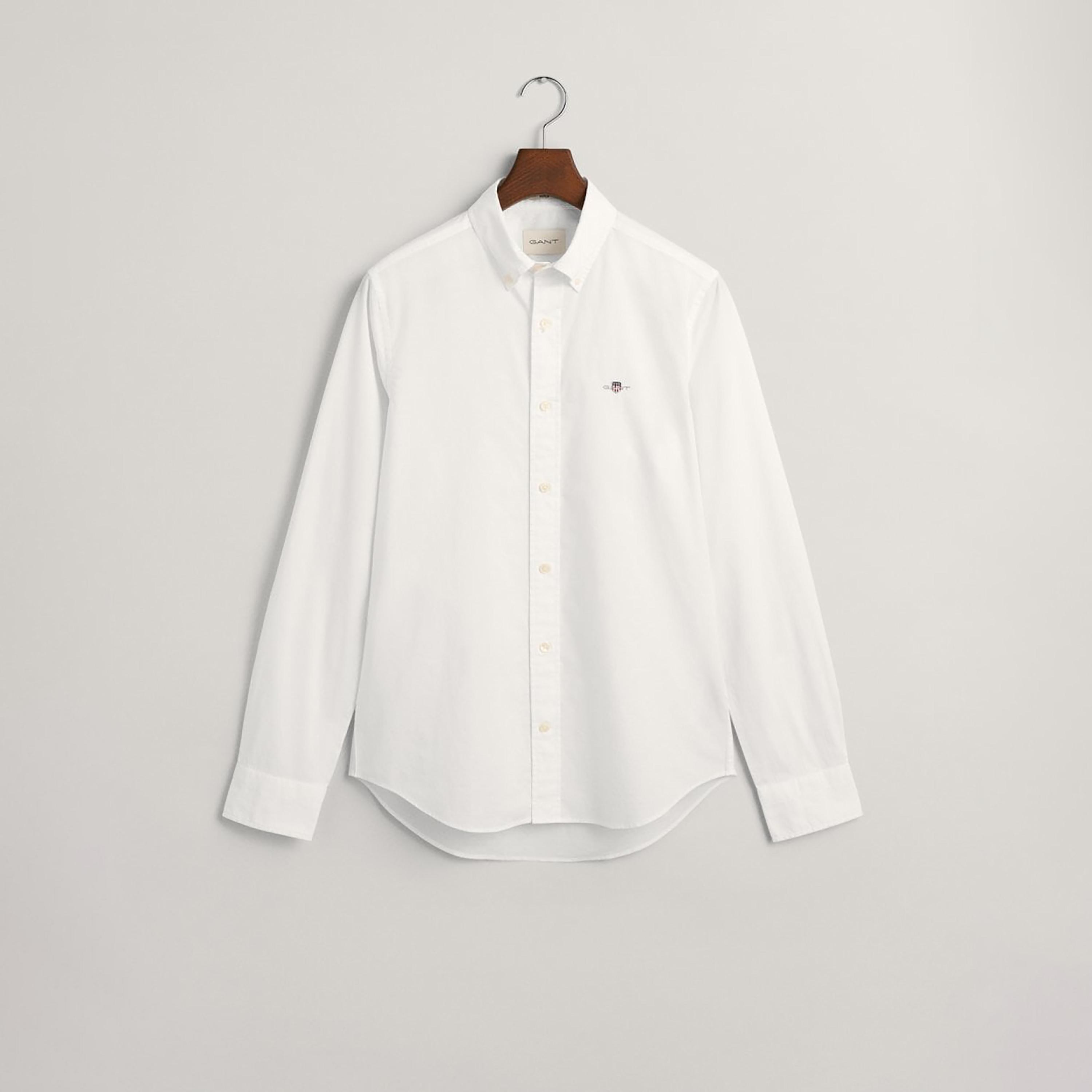 Gant Plain Slim Fit Long Sleeves Poplin Button-Down Collar Men's Shirt-men-clothing-shirts-image-3