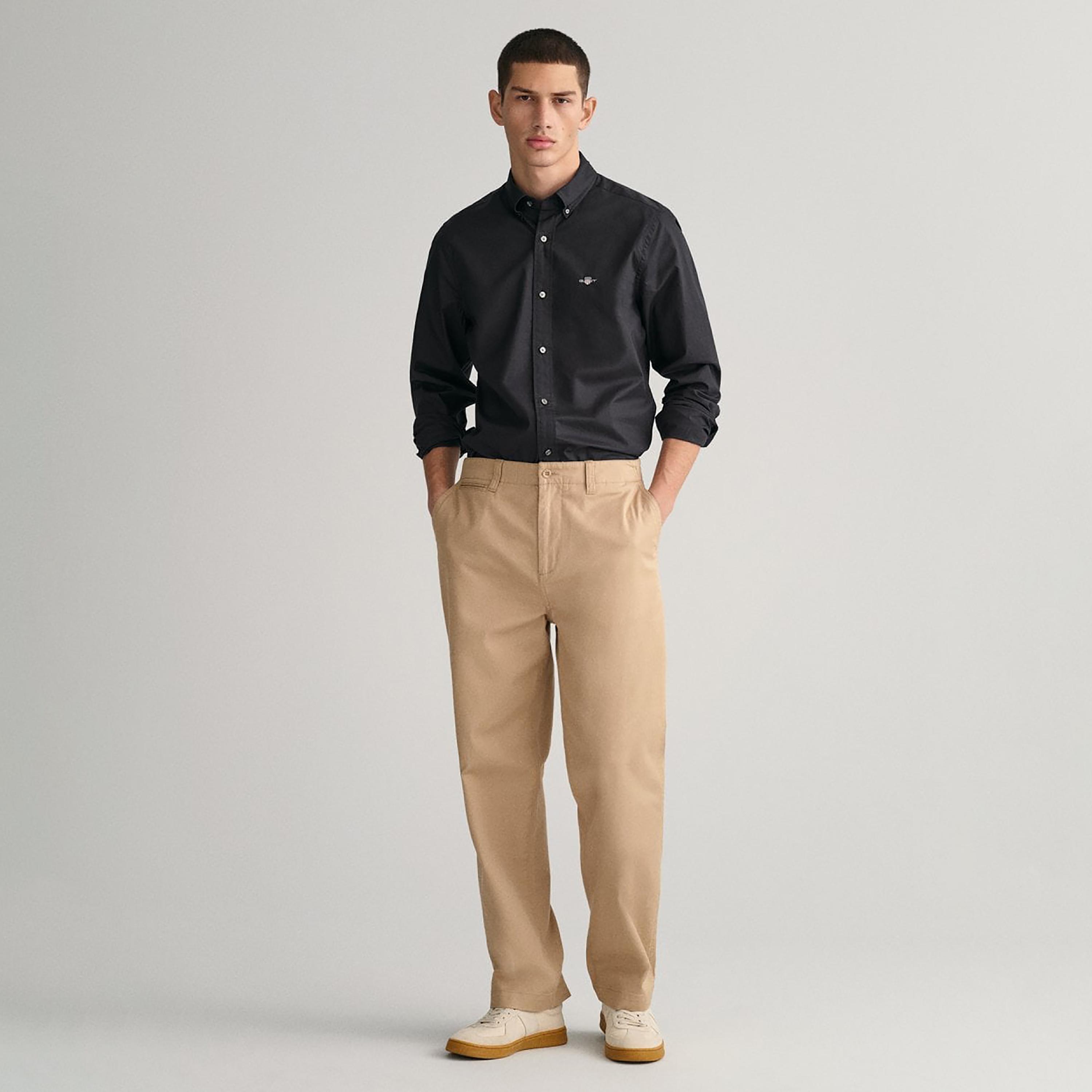 Gant Plain Slim Fit Long Sleeves Poplin Button-Down Collar Men's Shirt-men-clothing-shirts-image-2