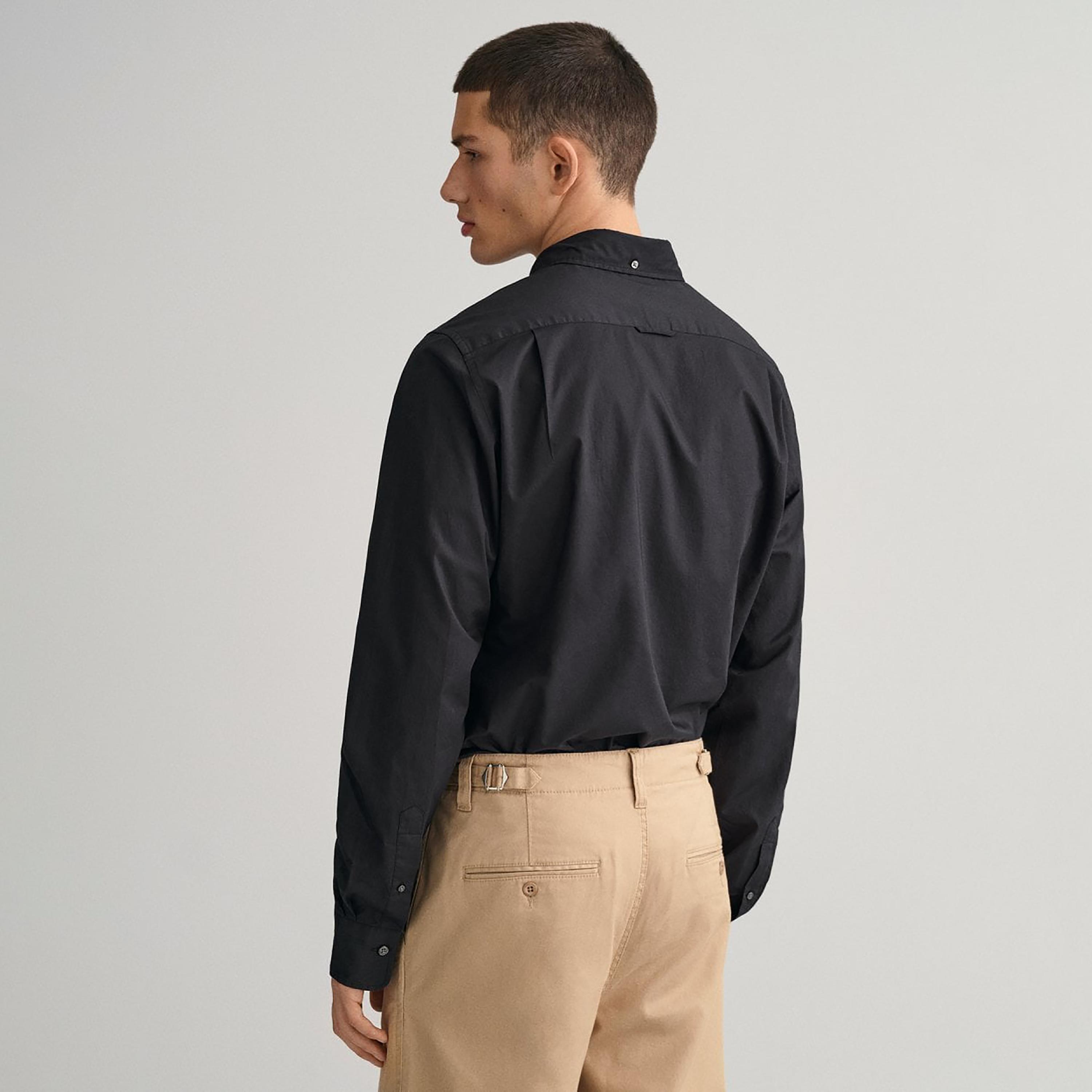 Gant Plain Slim Fit Long Sleeves Poplin Button-Down Collar Men's Shirt-men-clothing-shirts-image-4