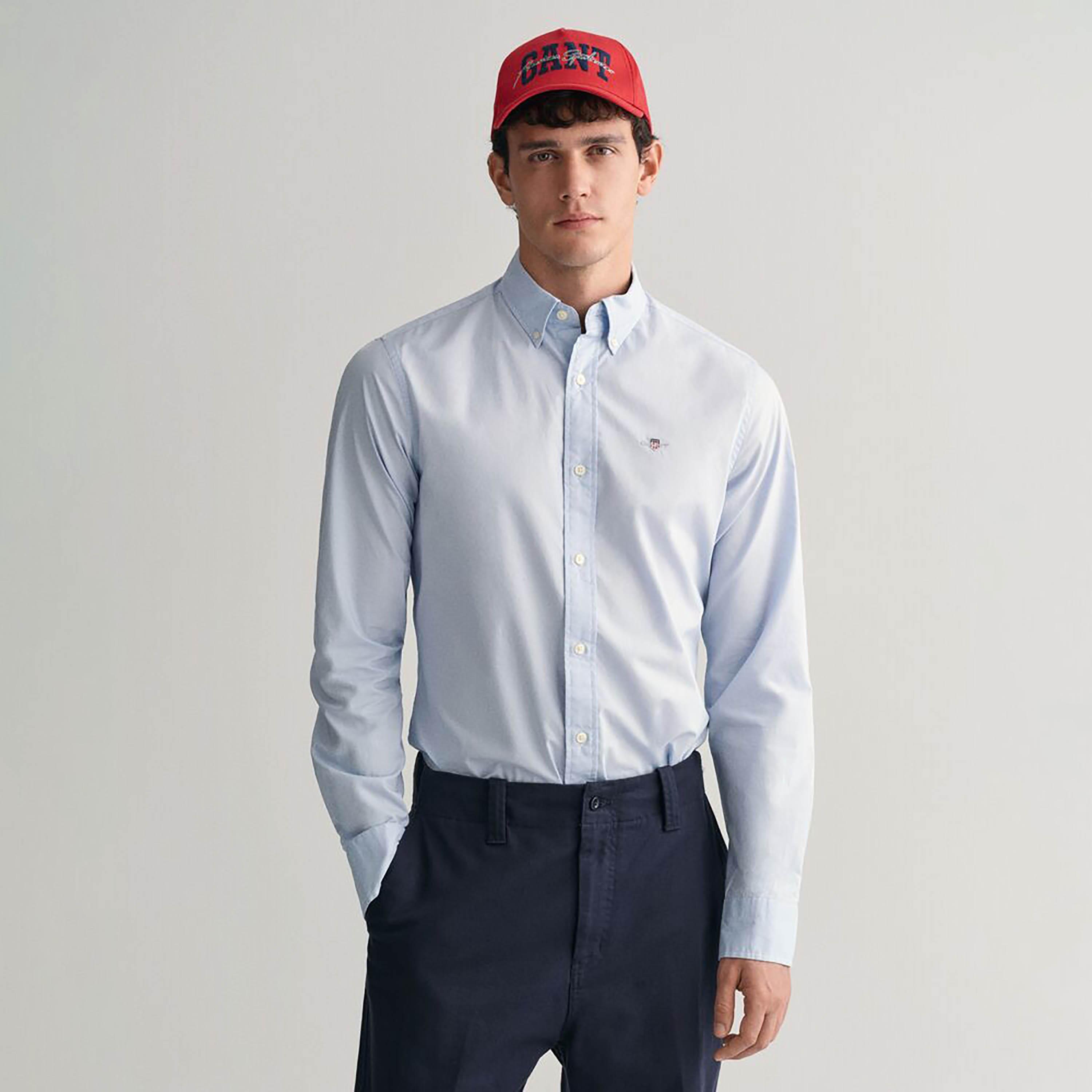 Gant Slim Fit Plain Collared Long Sleeves Men's Shirt-men-clothing-shirts-image-1