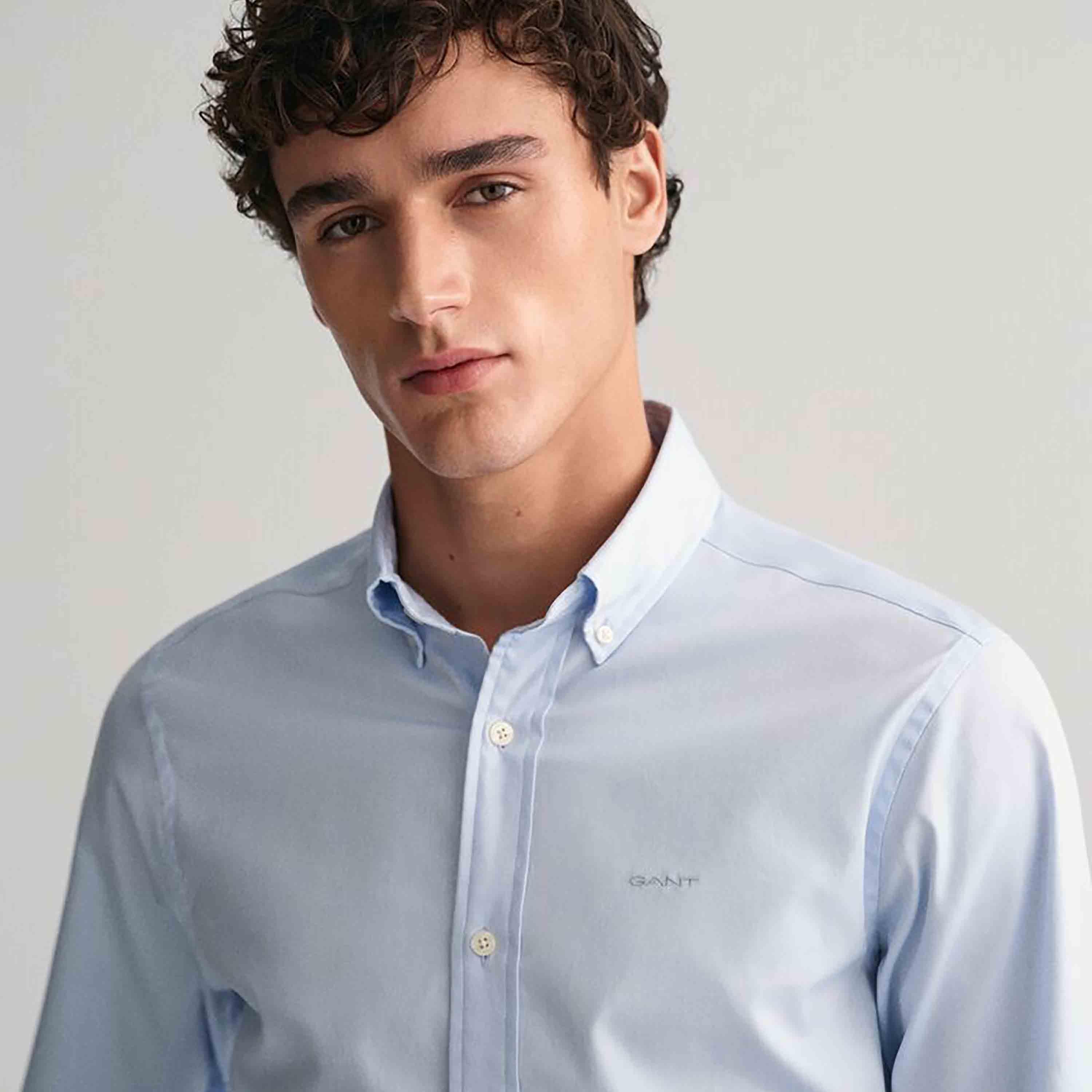 Gant Slim Fit Plain Collared Long Sleeves Men's Shirt-men-clothing-shirts-image-2