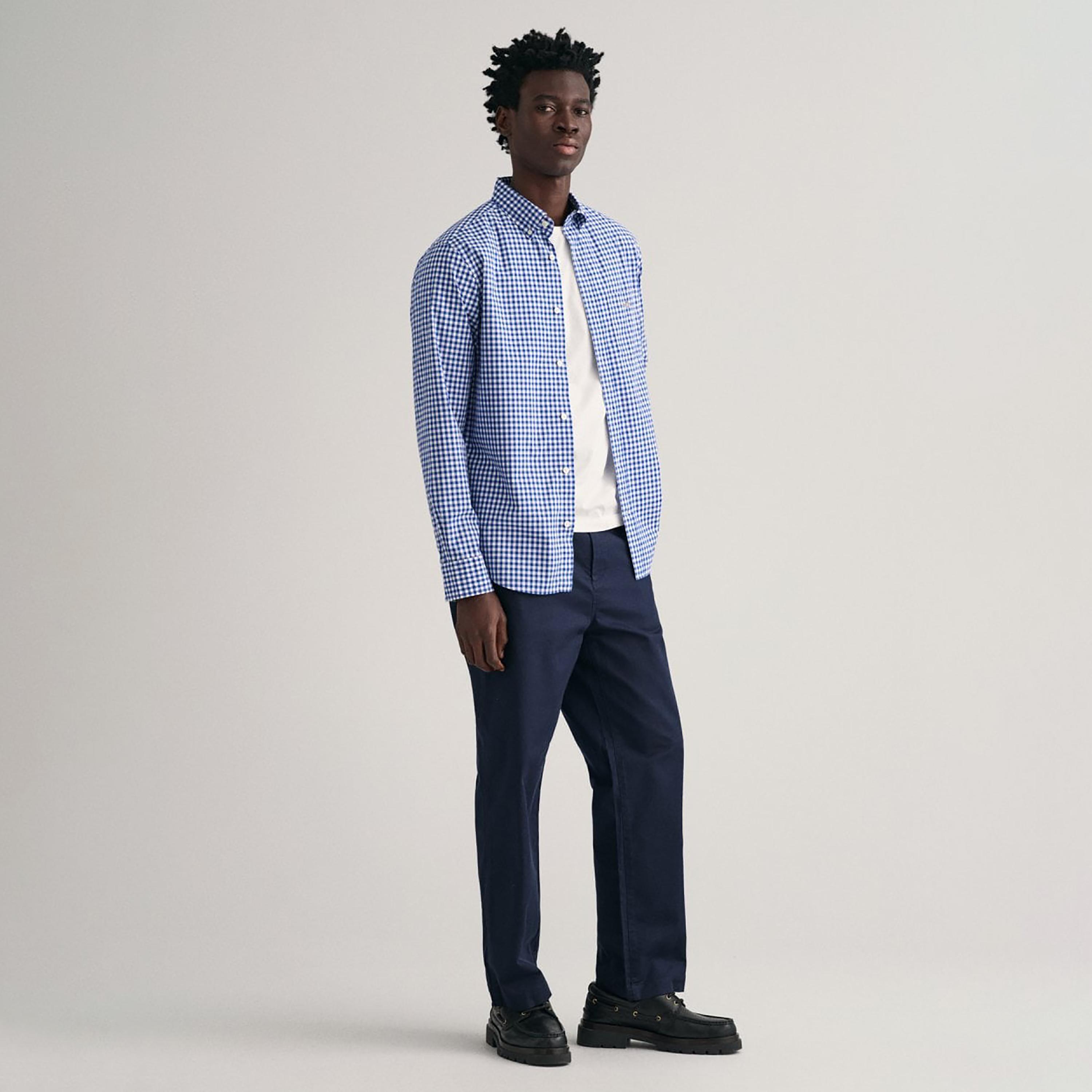 Gant Gingham Checked Button Down Collar Long Sleeves Shirt with Patch Pocket-men-clothing-shirts-image-2