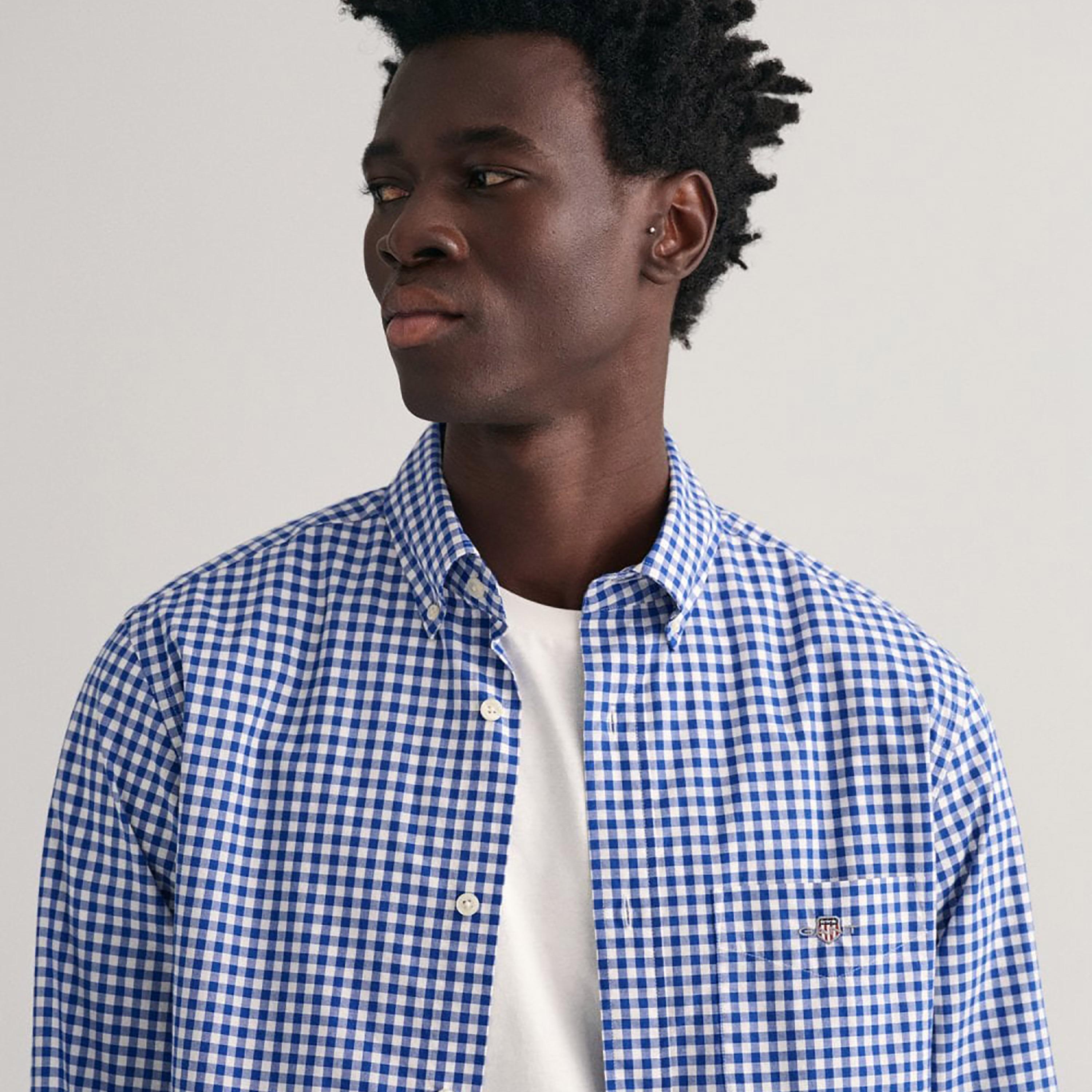 Gant Gingham Checked Button Down Collar Long Sleeves Shirt with Patch Pocket-men-clothing-shirts-image-3