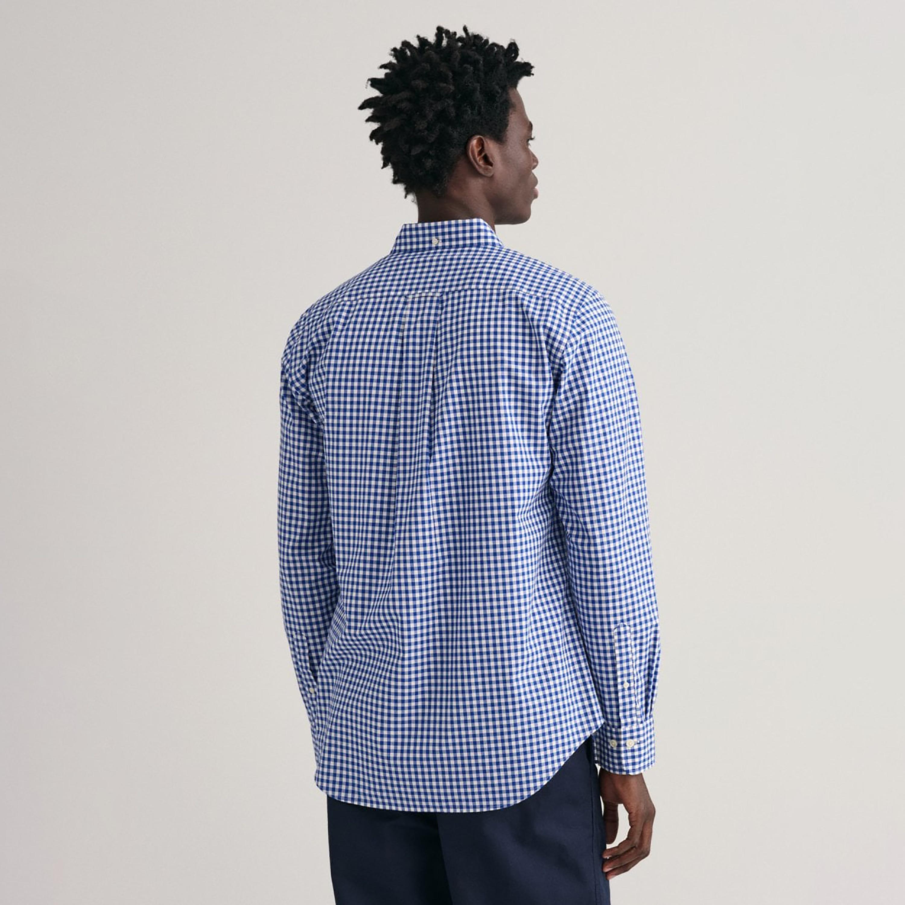 Gant Gingham Checked Button Down Collar Long Sleeves Shirt with Patch Pocket-men-clothing-shirts-image-4