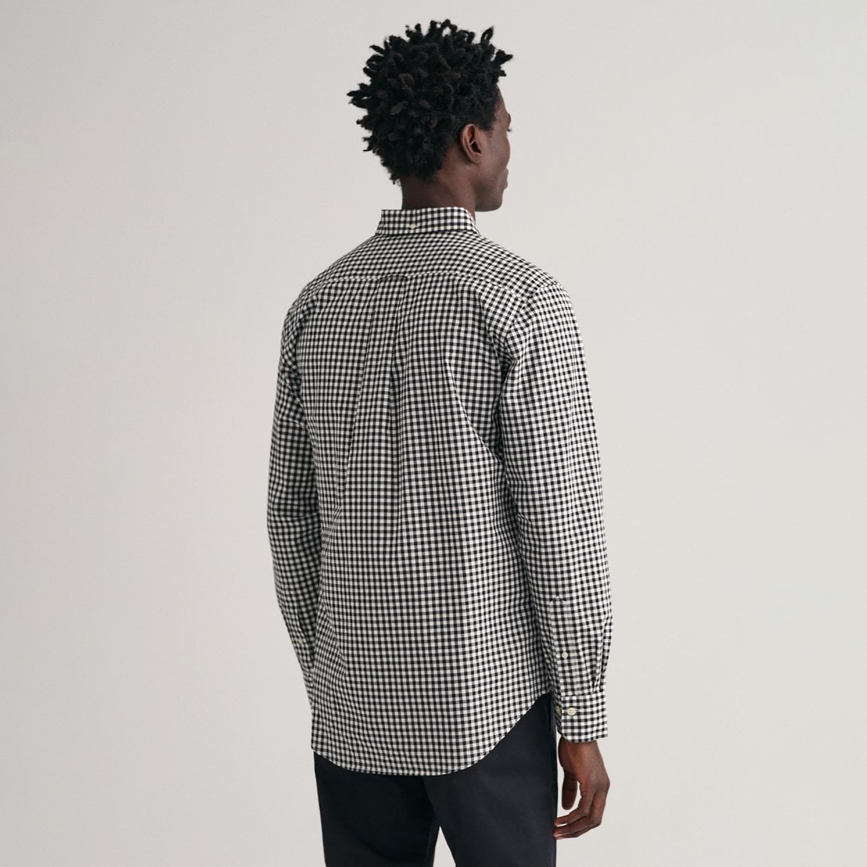 قميص من جانت بنقش مربعات من القماش القطني وأكمام طويلة وياقة بأزرار سفلية وجيب رقعة-men-clothing-shirts-image-4