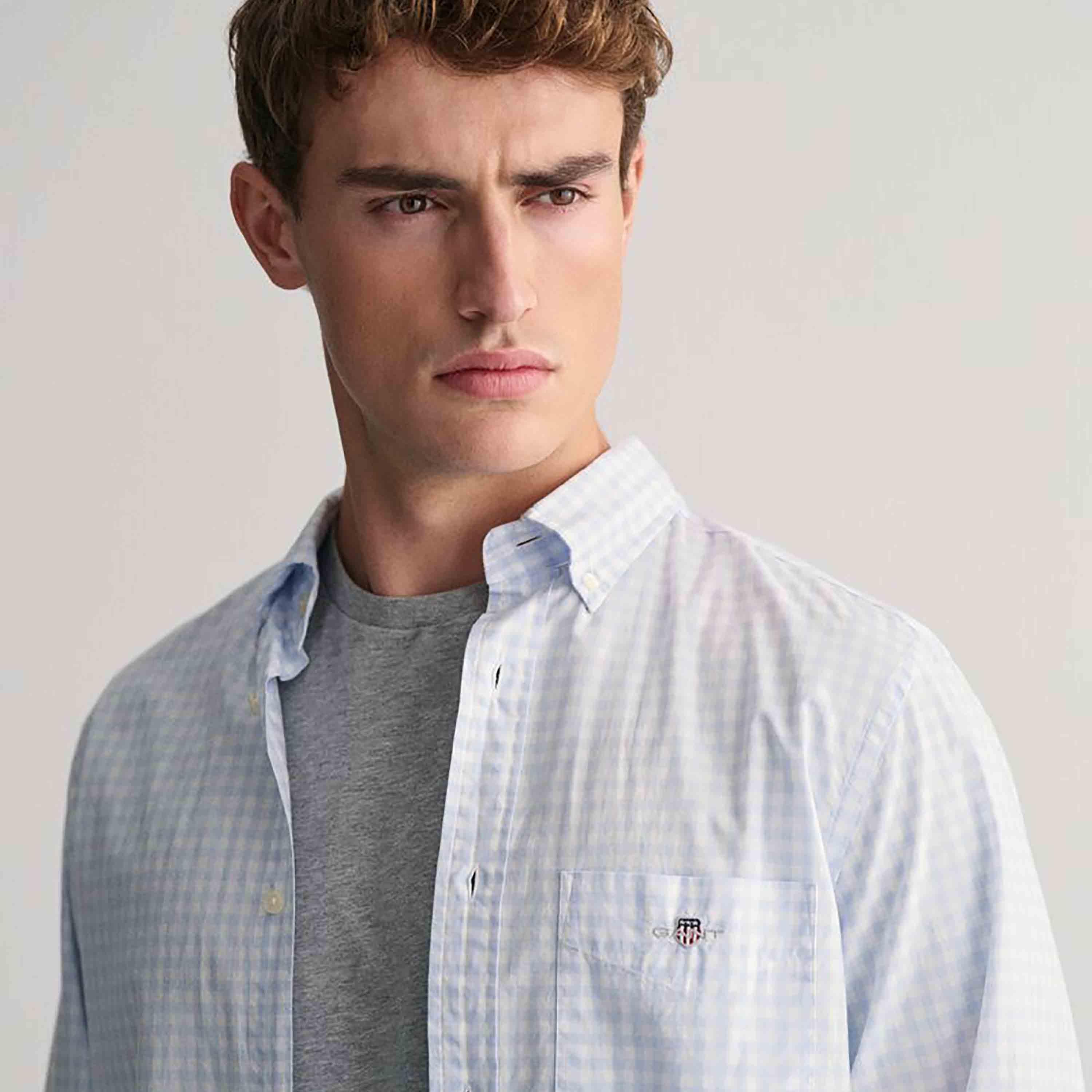 Gant Regular Fit Gingham Checked Button-Down Collar Long Sleeves Men's Shirt-men-clothing-shirts-image-2