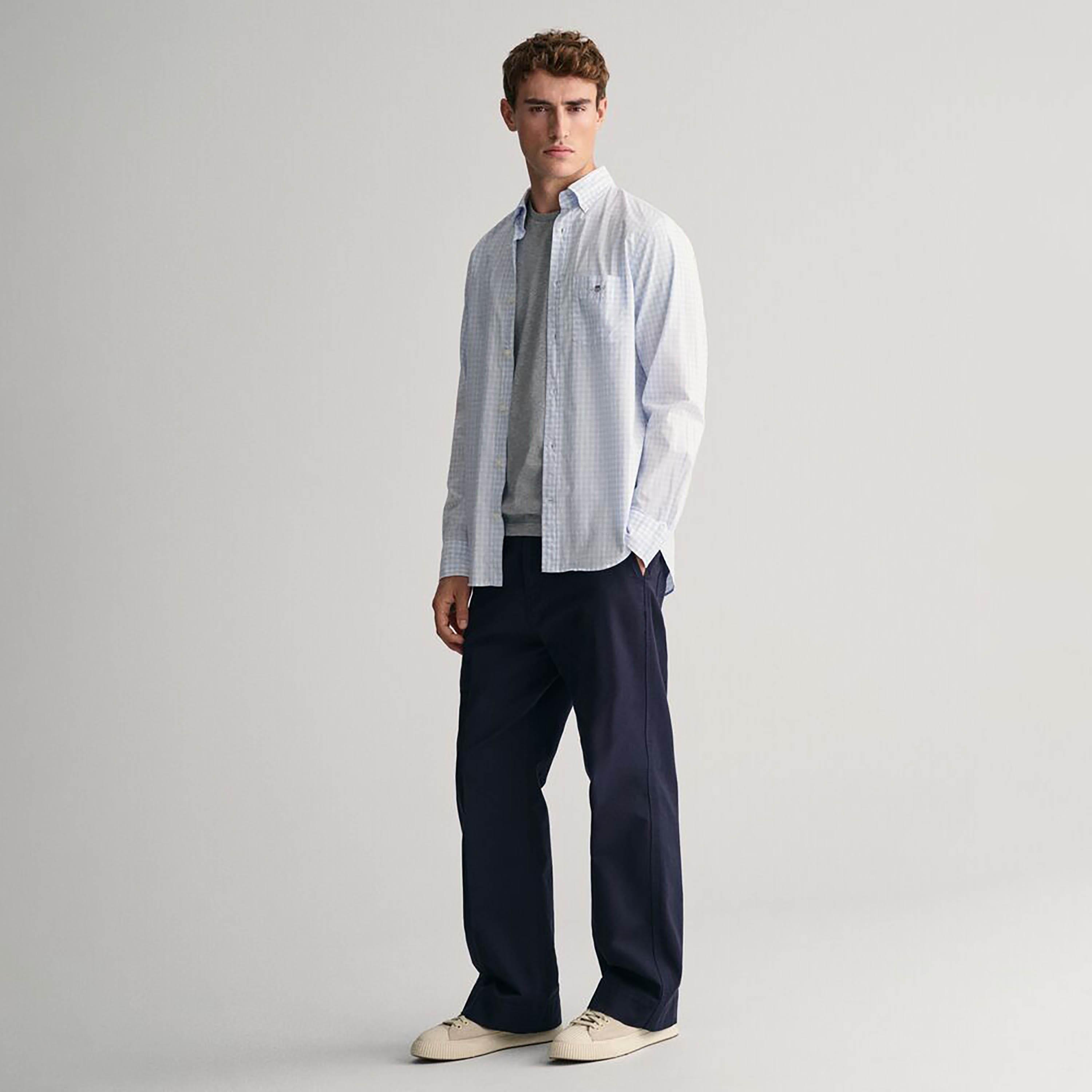 Gant Regular Fit Gingham Checked Button-Down Collar Long Sleeves Men's Shirt-men-clothing-shirts-image-3