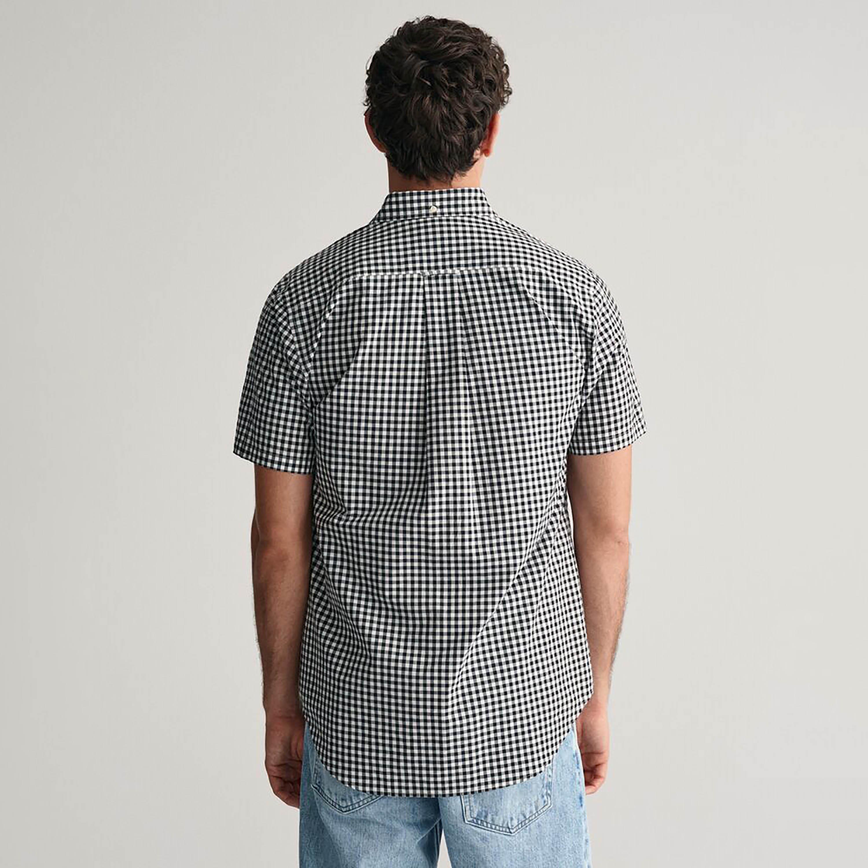 Gant Regular Fit Checked Button-Down Collar Short Sleeves Men's Shirt-men-clothing-shirts-image-4