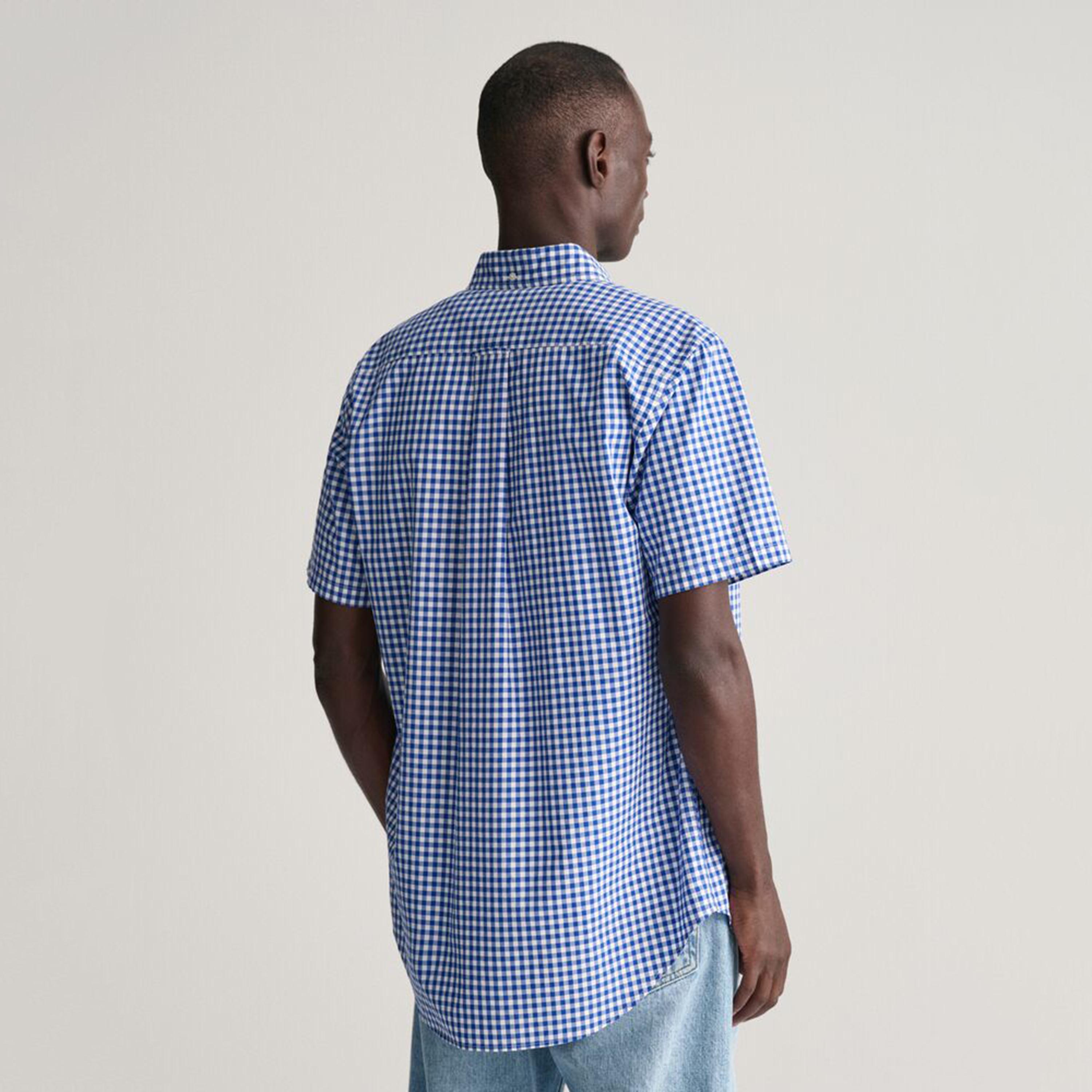 Gant Regular Fit Checked Button-Down Collar Short Sleeves Men's Shirt-men-clothing-shirts-image-3