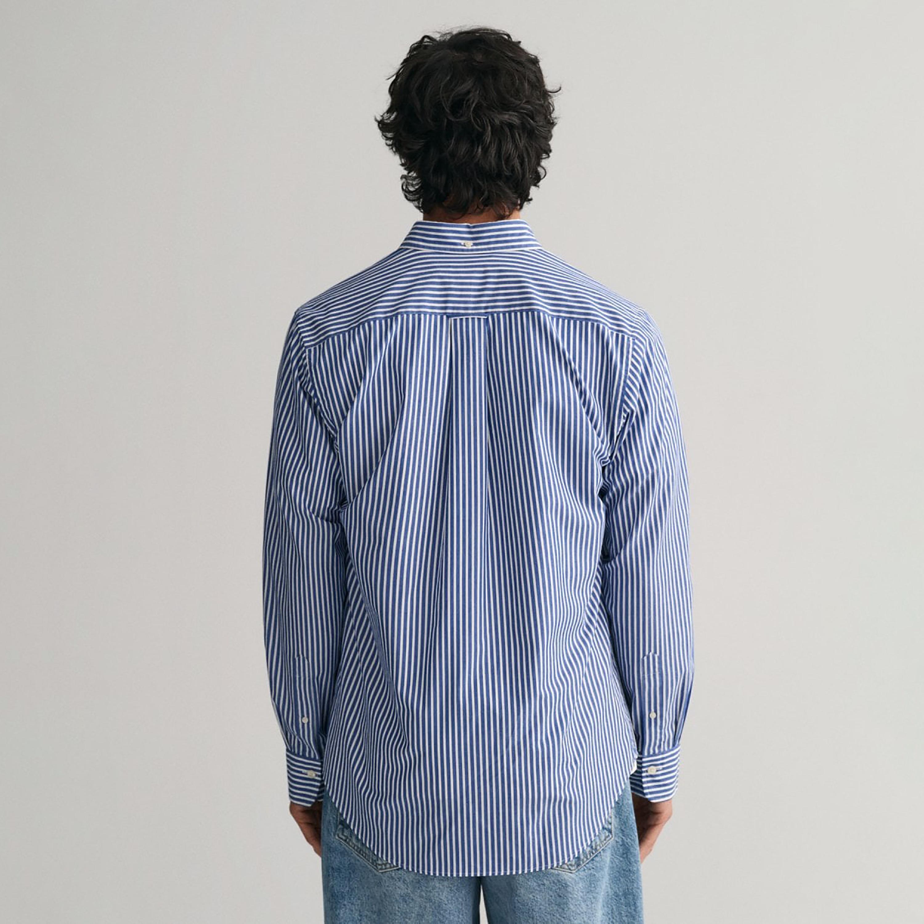 Gant Striped Button Down Collar Long Sleeves Shirt with Patch Pocket-men-clothing-shirts-image-4