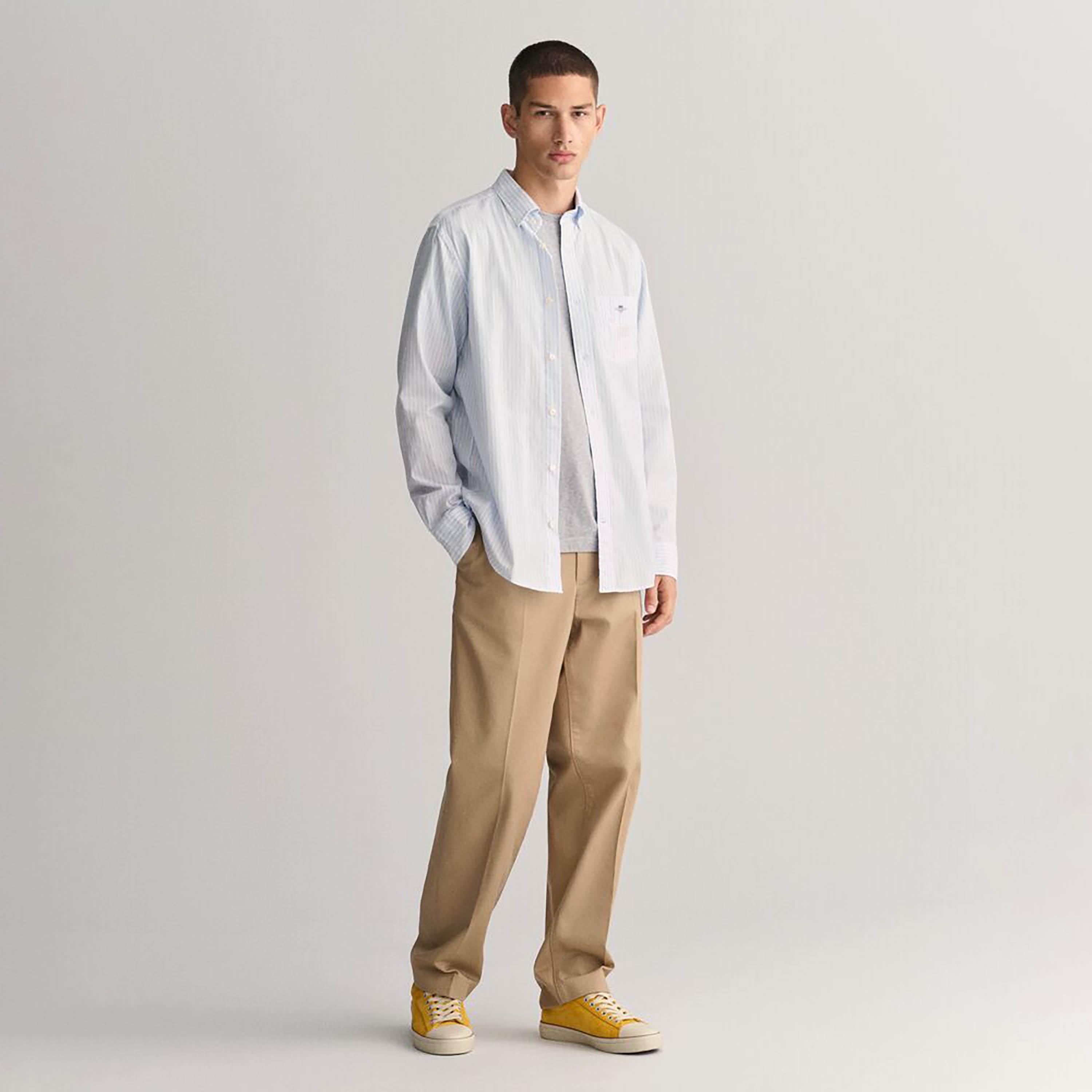Gant Striped Regular Fit Long Sleeves Poplin Button-Down Collar Men's Shirt-men-clothing-shirts-image-3