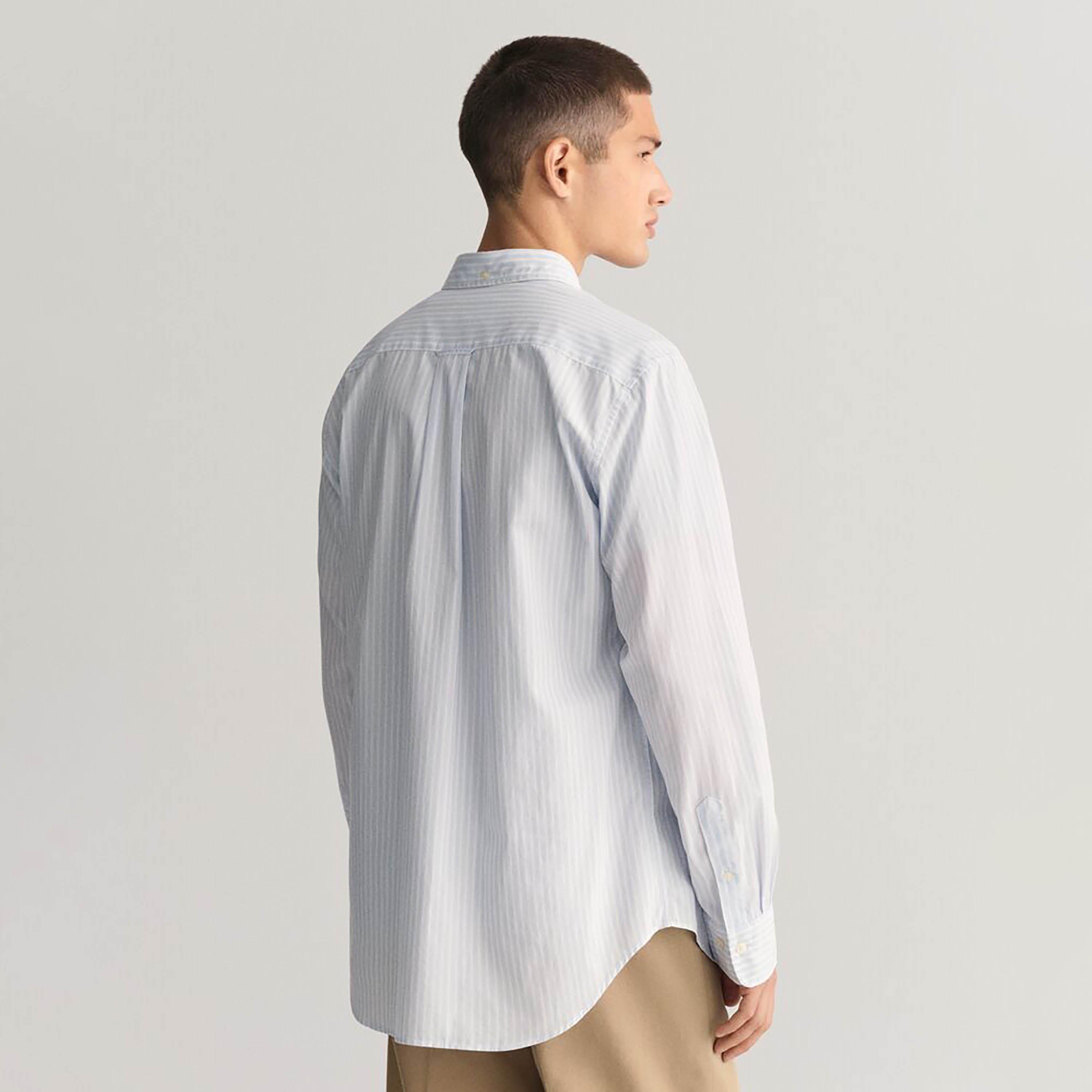 Gant Striped Regular Fit Long Sleeves Poplin Button-Down Collar Men's Shirt-men-clothing-shirts-image-4