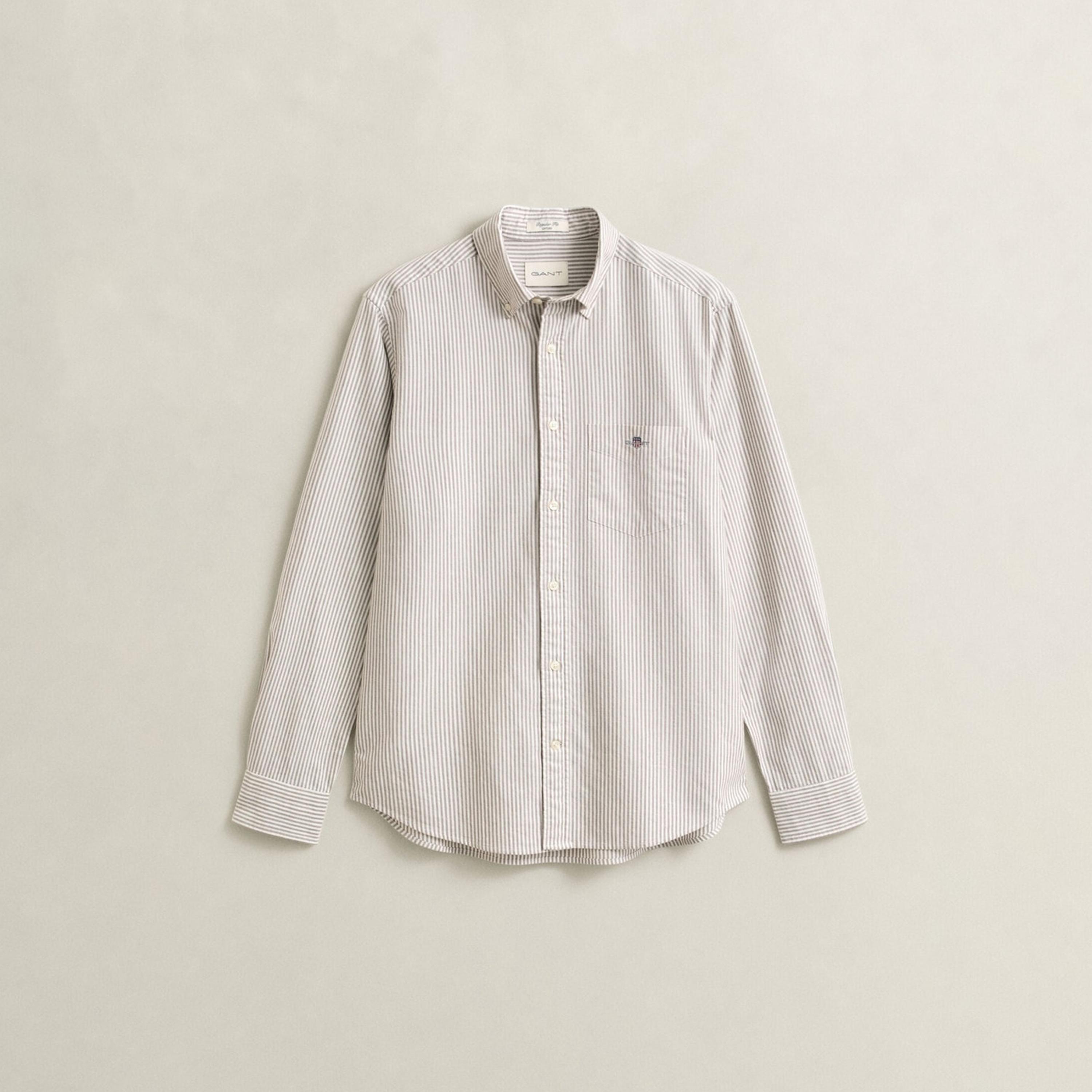 قميص رجالي مخطط بقصة عادية وأكمام طويلة وياقة بأزرار سفلية من Gant-men-clothing-shirts-image-5