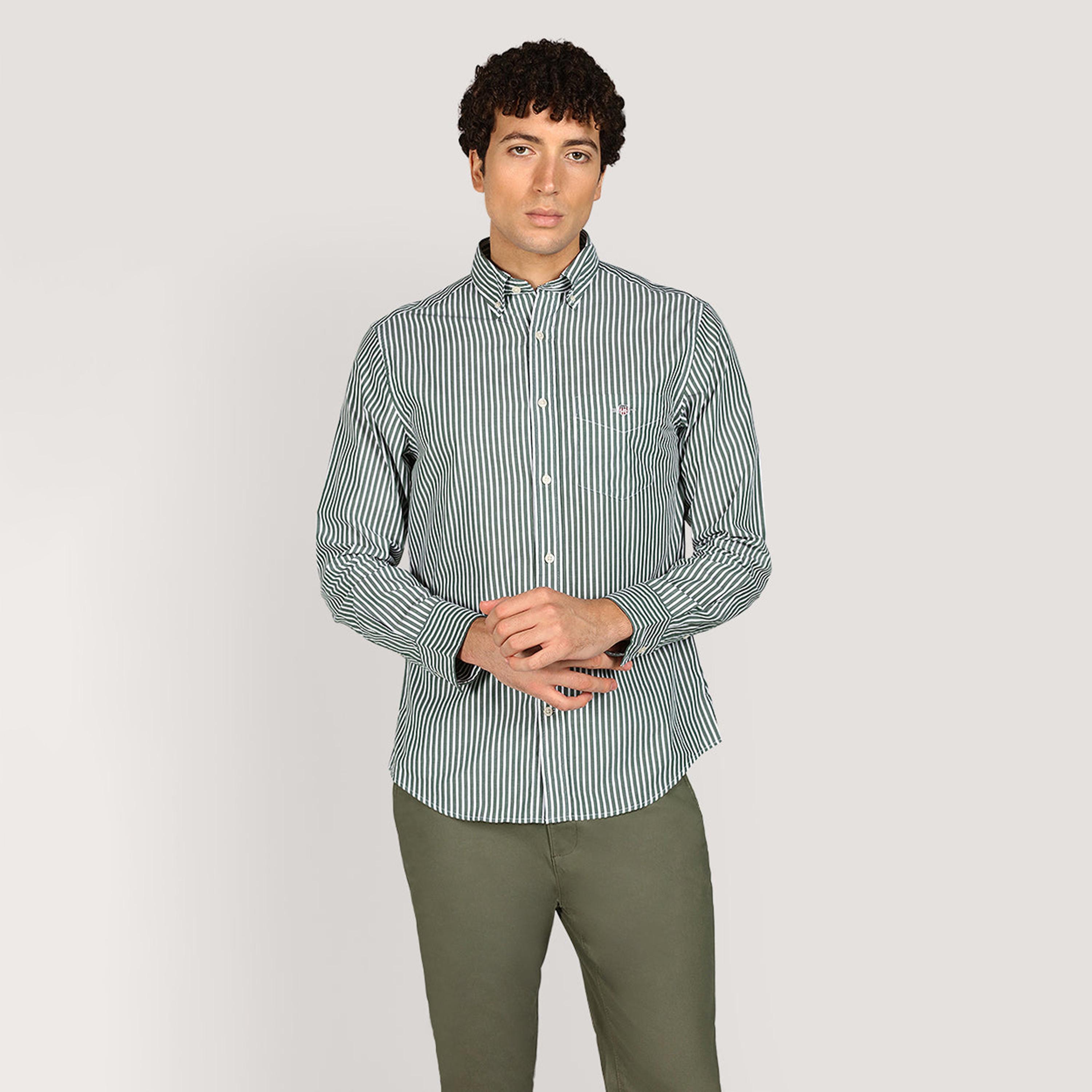 قميص بوبلين رجالي بقصة عادية بياقة بأزرار وأكمام طويلة، مخطط من جانت-men-clothing-shirts-image-9