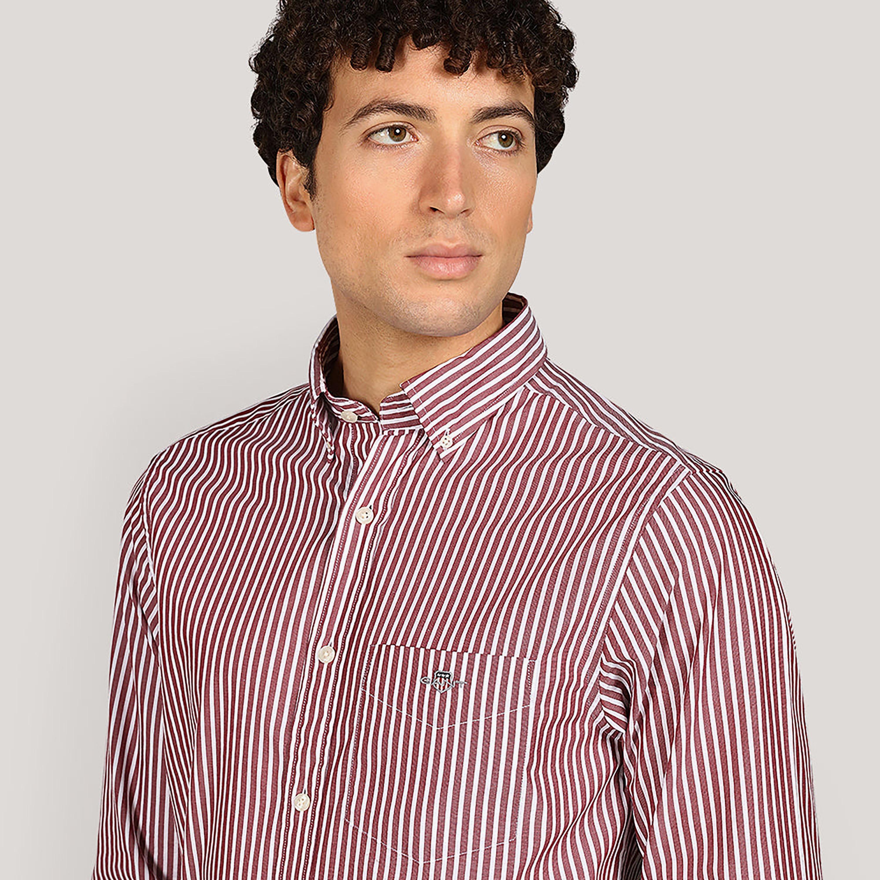 قميص بوبلين رجالي بقصة عادية بياقة بأزرار وأكمام طويلة، مخطط من جانت-men-clothing-shirts-image-3