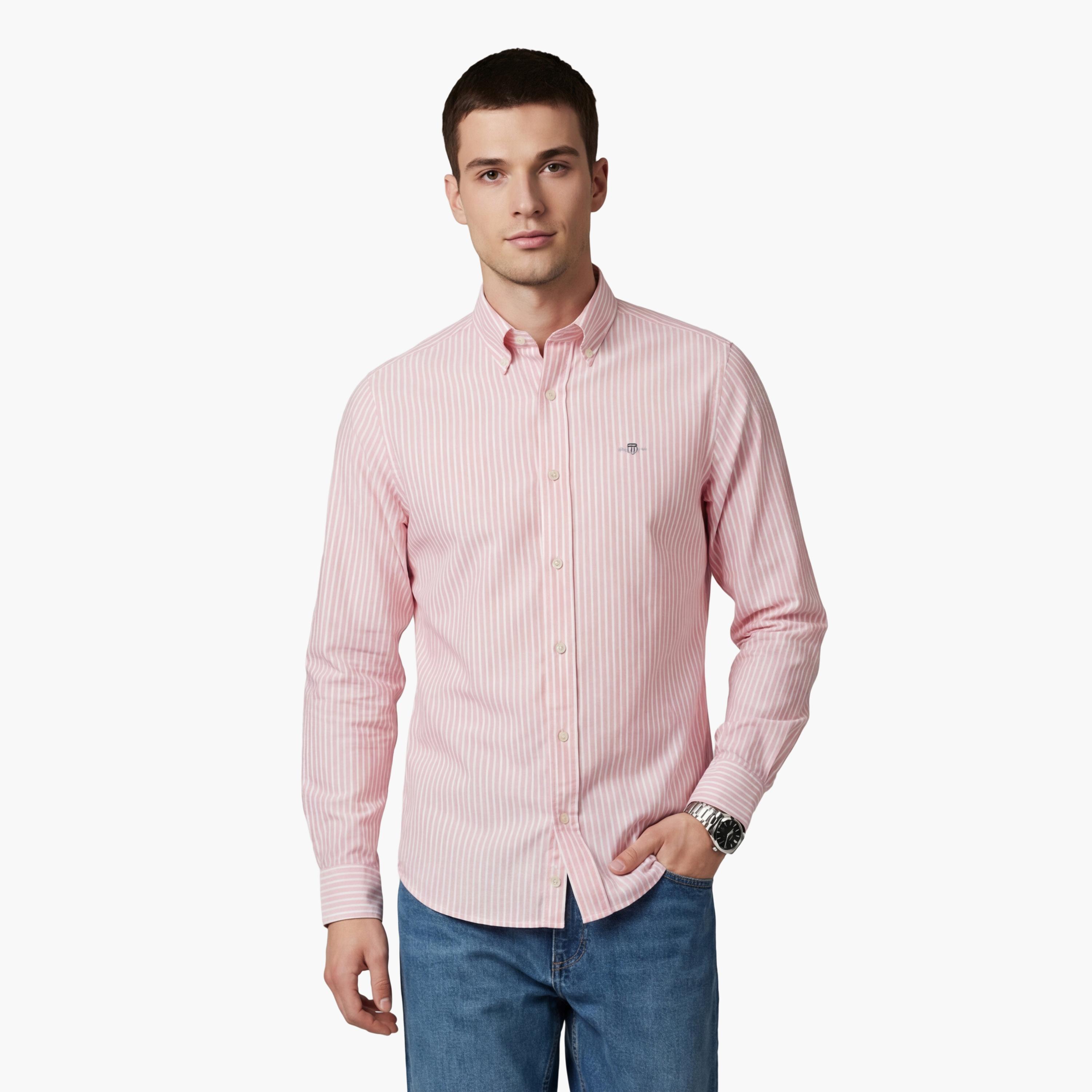 Gant Striped Slim Fit Long Sleeves Button-Down Collar Men's Shirt-men-clothing-shirts-image-1