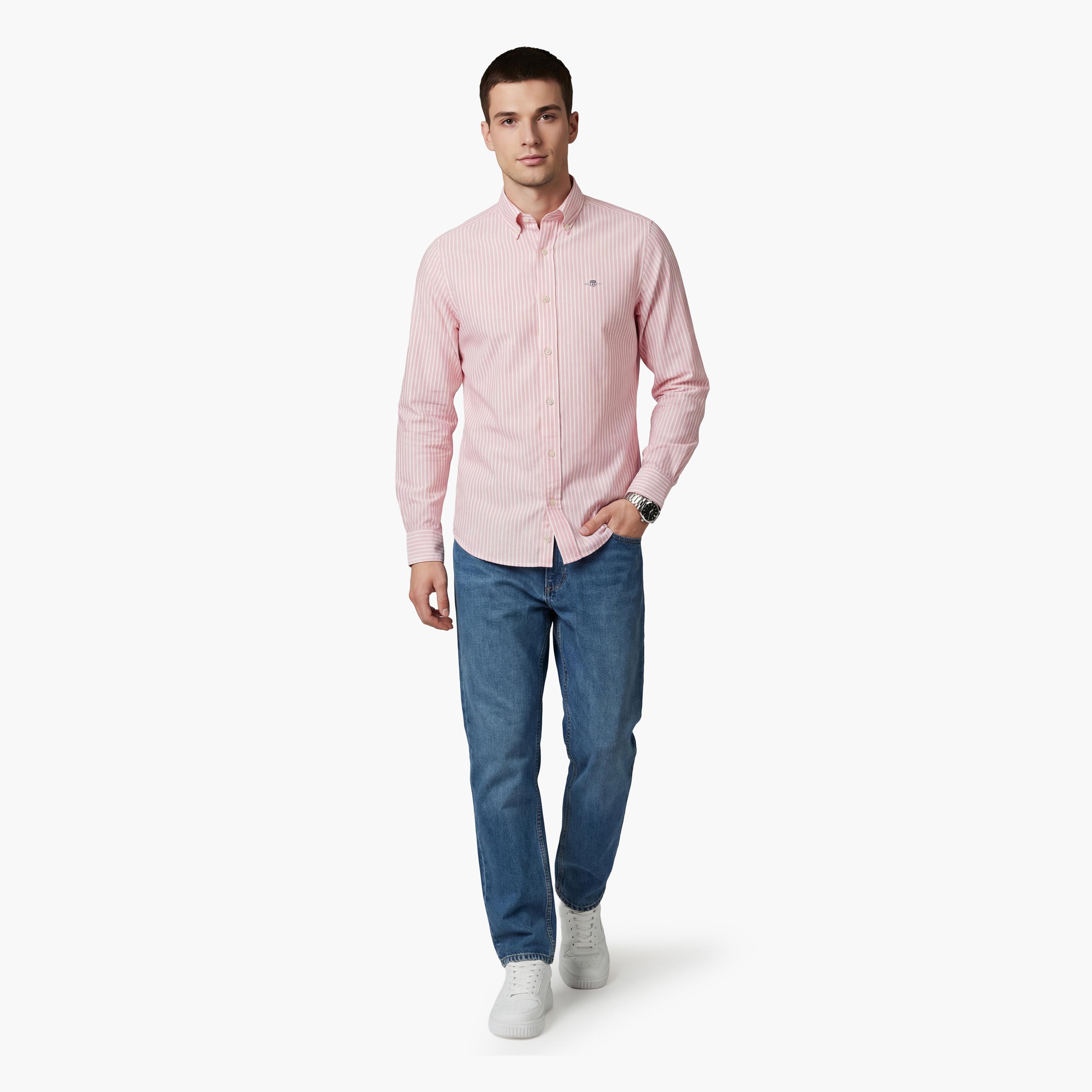 Gant Striped Slim Fit Long Sleeves Button-Down Collar Men's Shirt-men-clothing-shirts-image-2