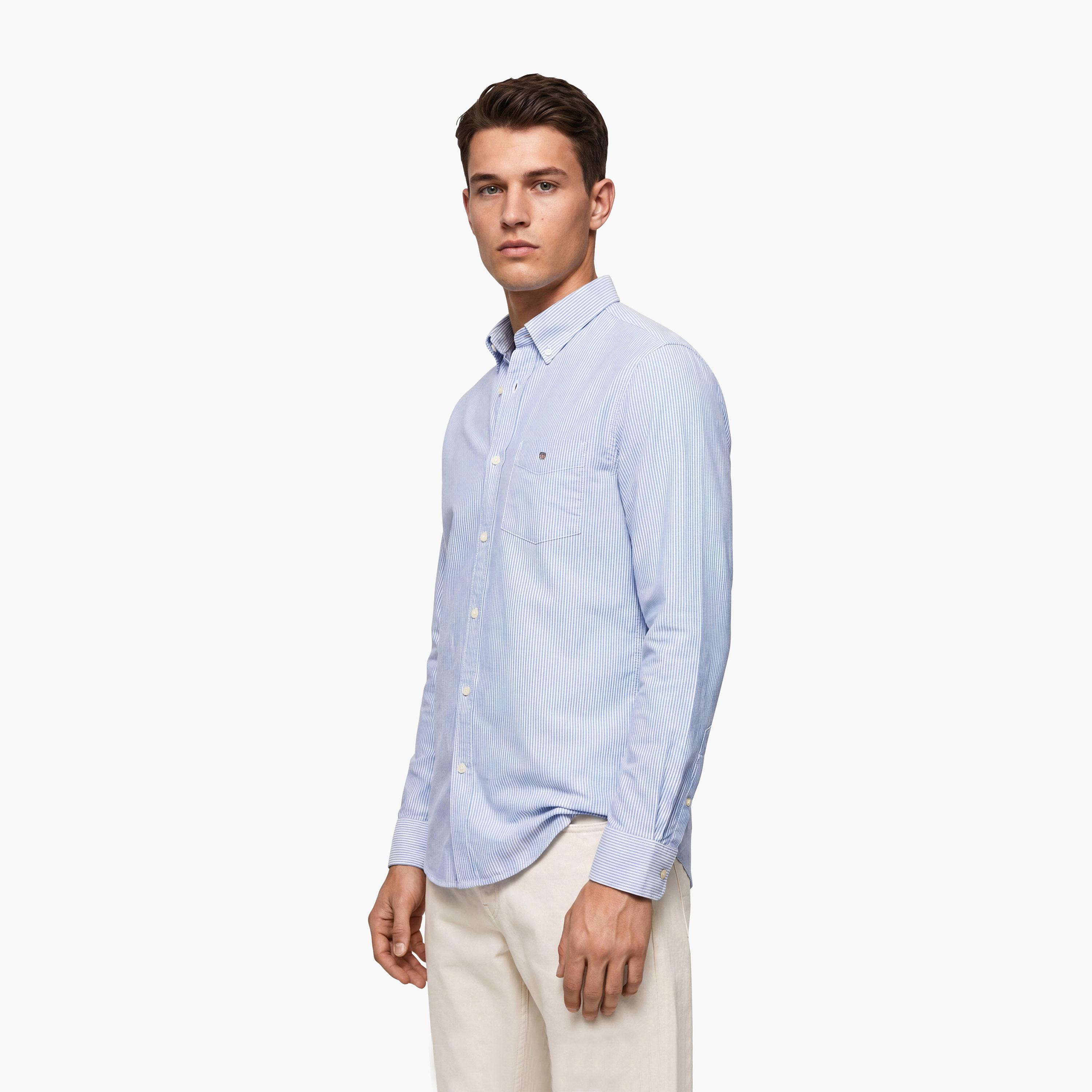 Gant Striped Button Down Collar Long Sleeves Shirt with Patch Pocket-men-clothing-shirts-image-3