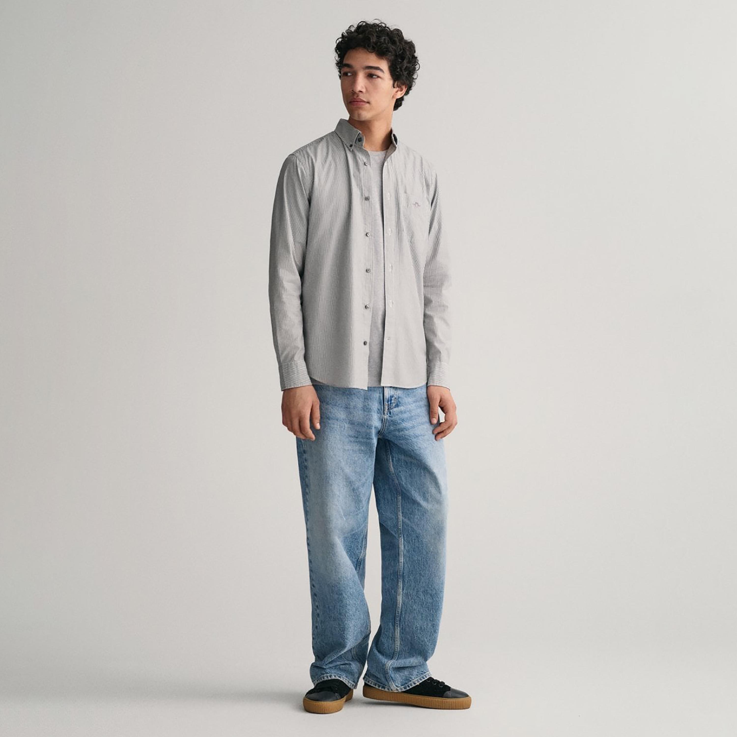 Gant Striped Button Down Collar Long Sleeves Shirt with Patch Pocket-men-clothing-shirts-image-2