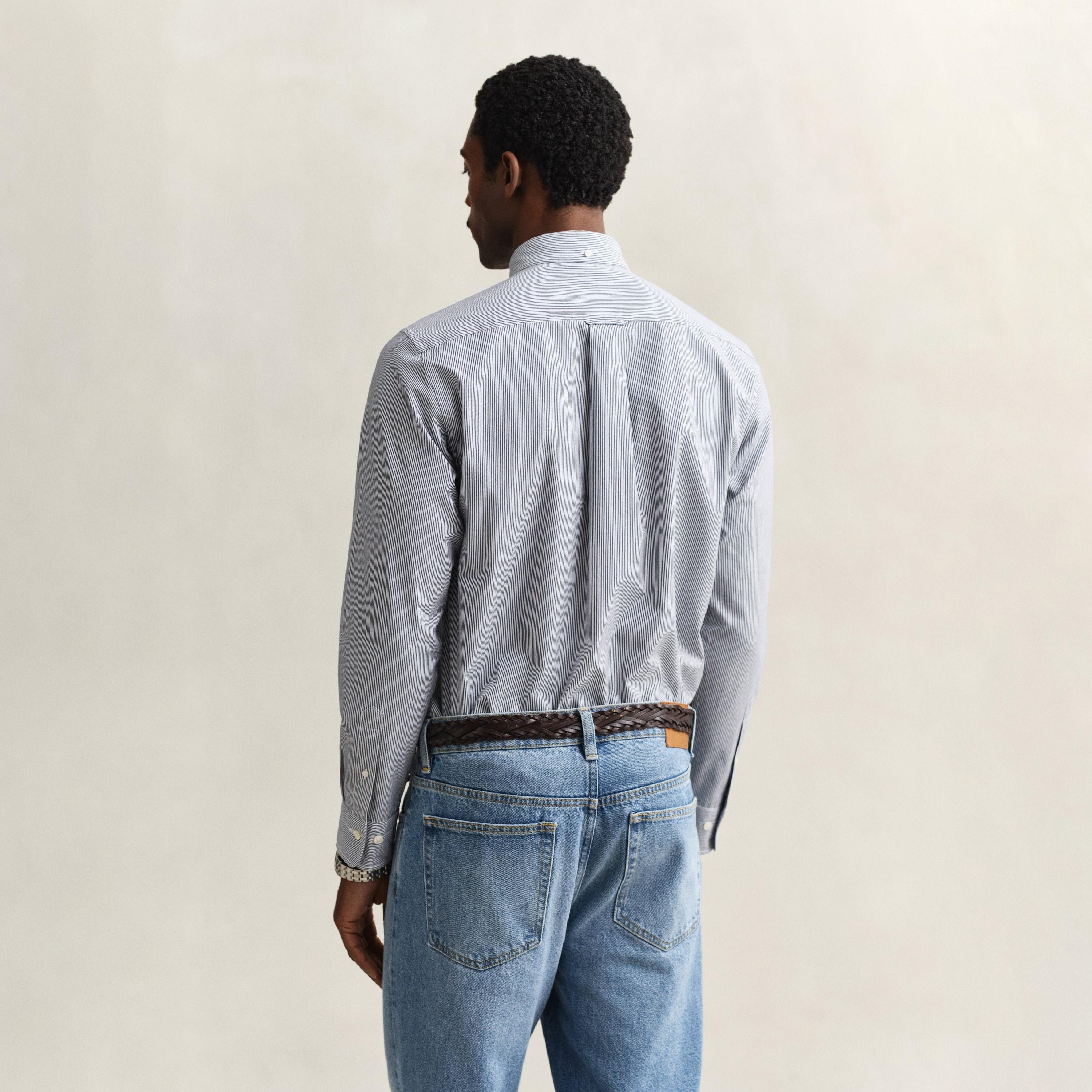 Gant Striped Regular Fit Long Sleeves Poplin Button-Down Collar Men's Shirt-men-clothing-shirts-image-4