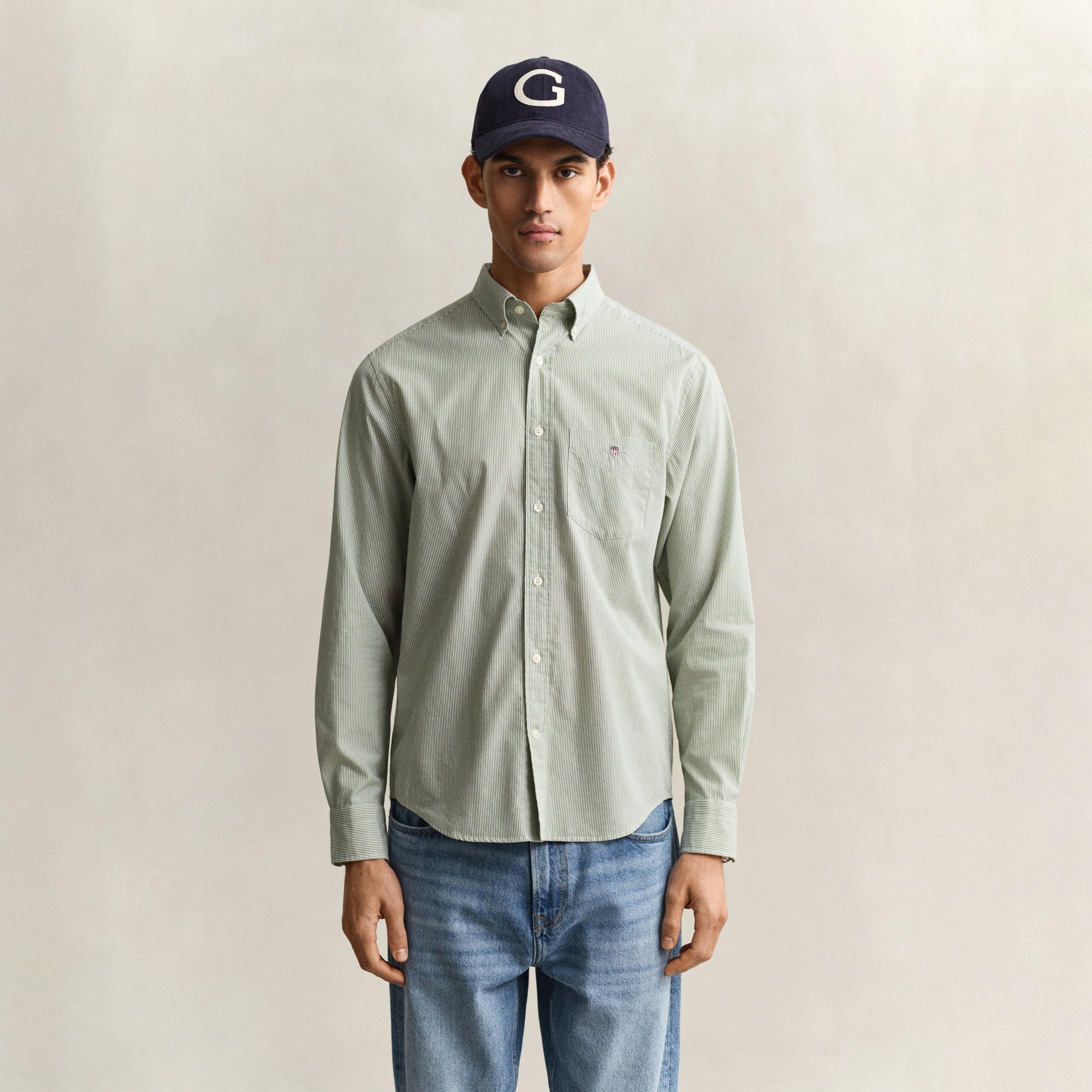 Gant Striped Regular Fit Long Sleeves Poplin Button-Down Collar Men's Shirt-men-clothing-shirts-image-12