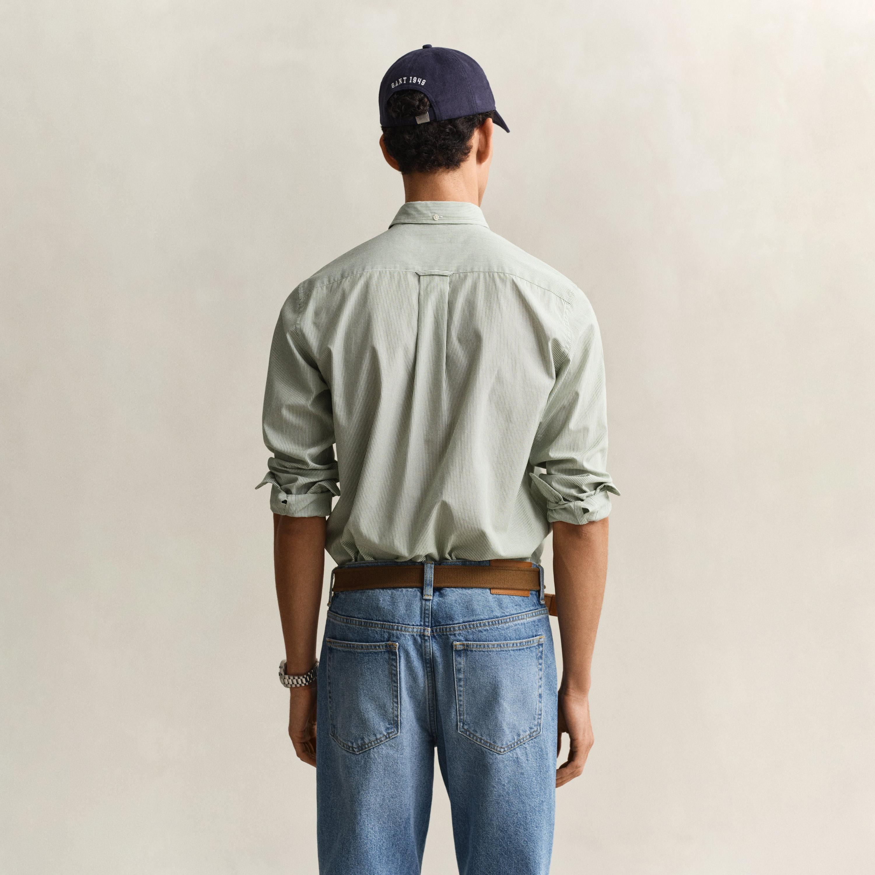 Gant Striped Regular Fit Long Sleeves Poplin Button-Down Collar Men's Shirt-men-clothing-shirts-image-15