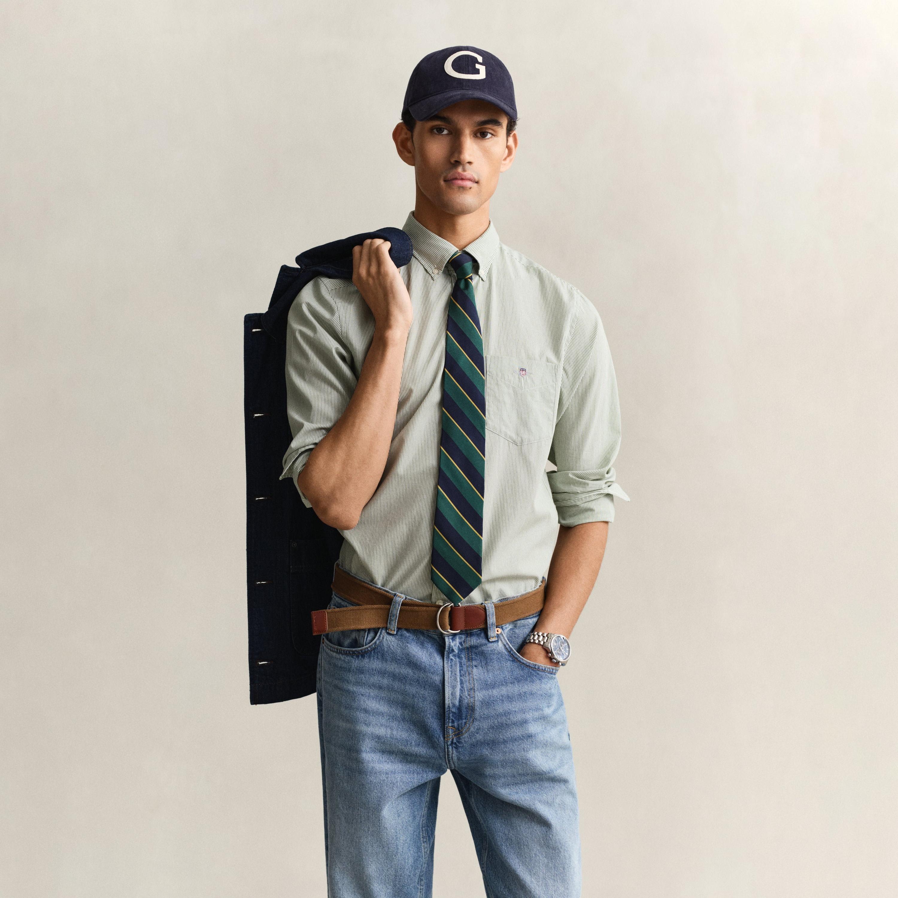 Gant Striped Regular Fit Long Sleeves Poplin Button-Down Collar Men's Shirt-men-clothing-shirts-image-16