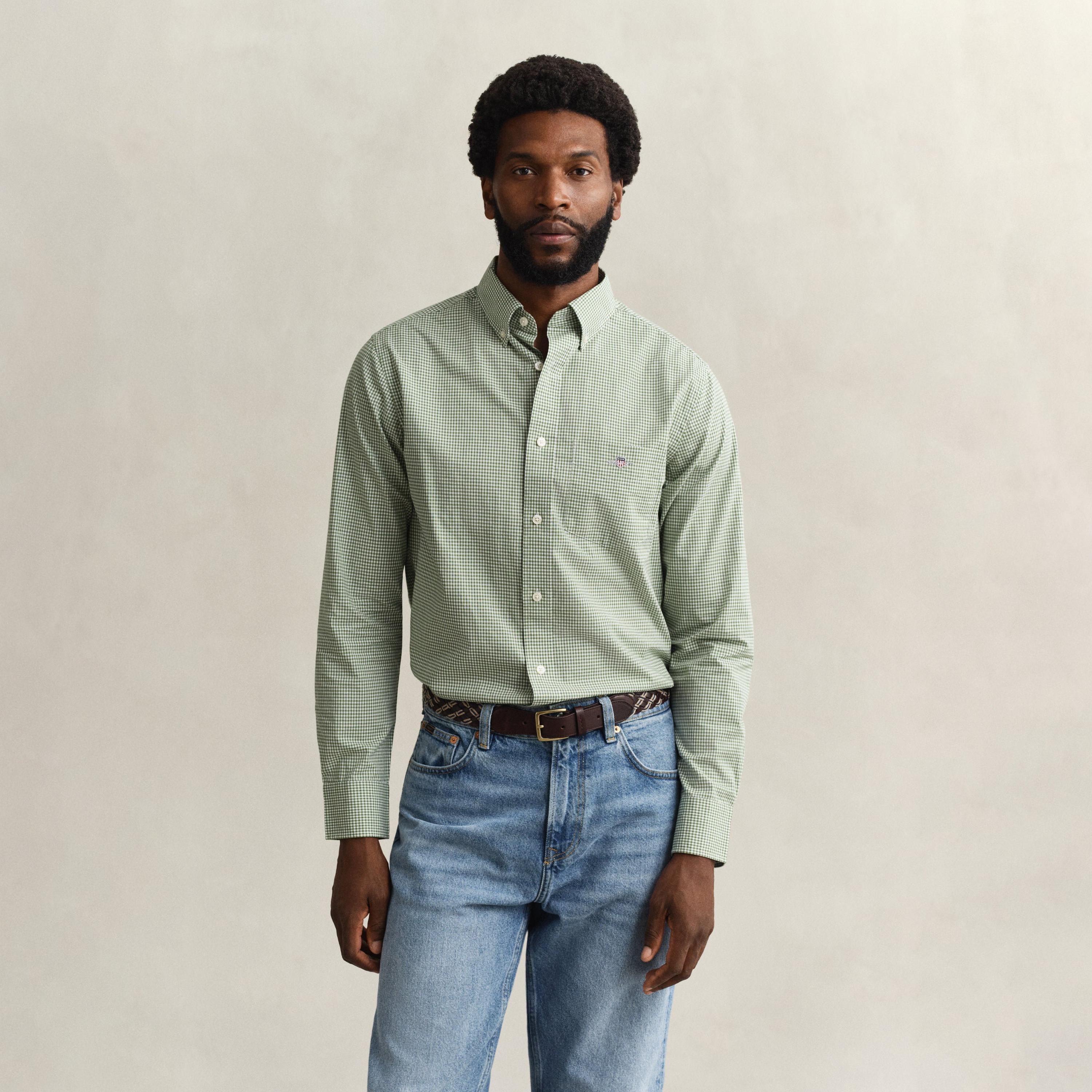Gant Checked Regular Fit Long Sleeves Button-Down Collar Men's Shirt-men-clothing-shirts-image-1