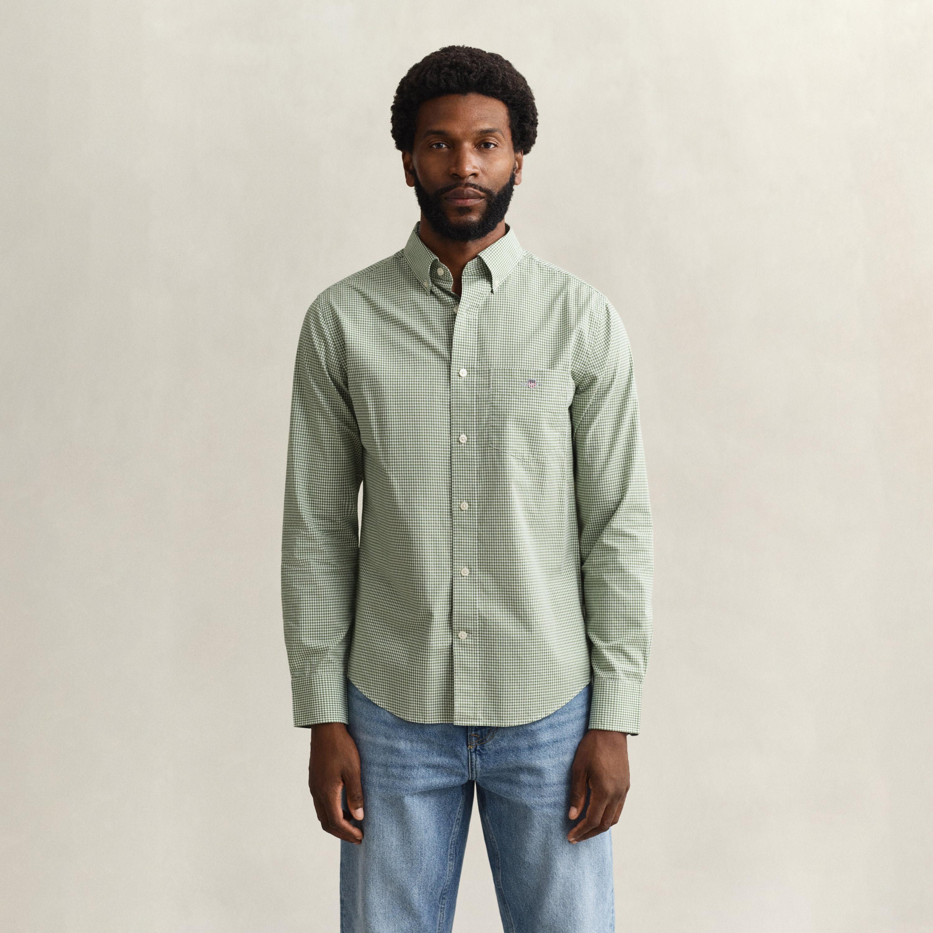 Gant Checked Regular Fit Long Sleeves Button-Down Collar Men's Shirt-men-clothing-shirts-image-5