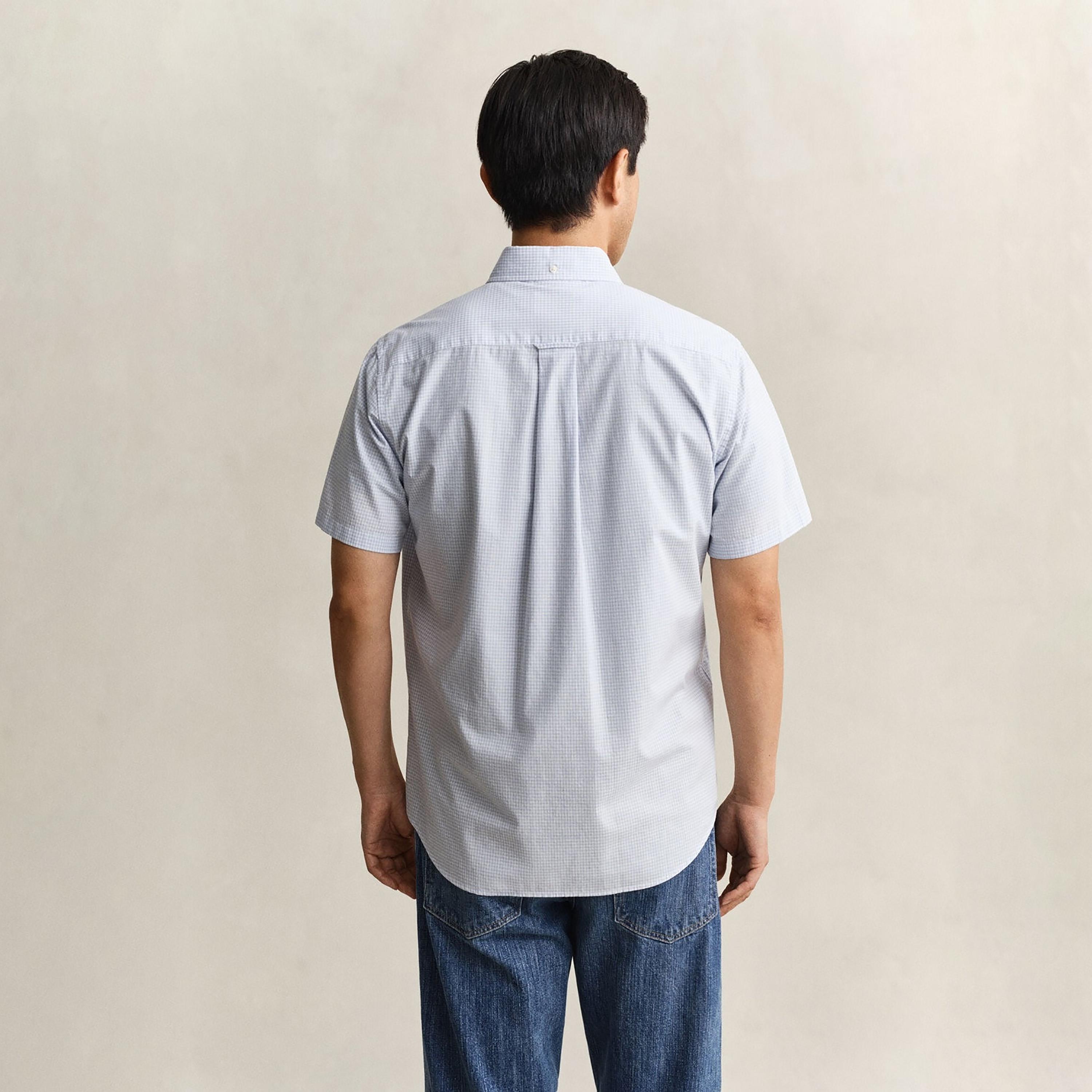 Gant Regular Fit Checked Button Down Collar Short Sleeves Men's Shirt-men-clothing-shirts-image-4