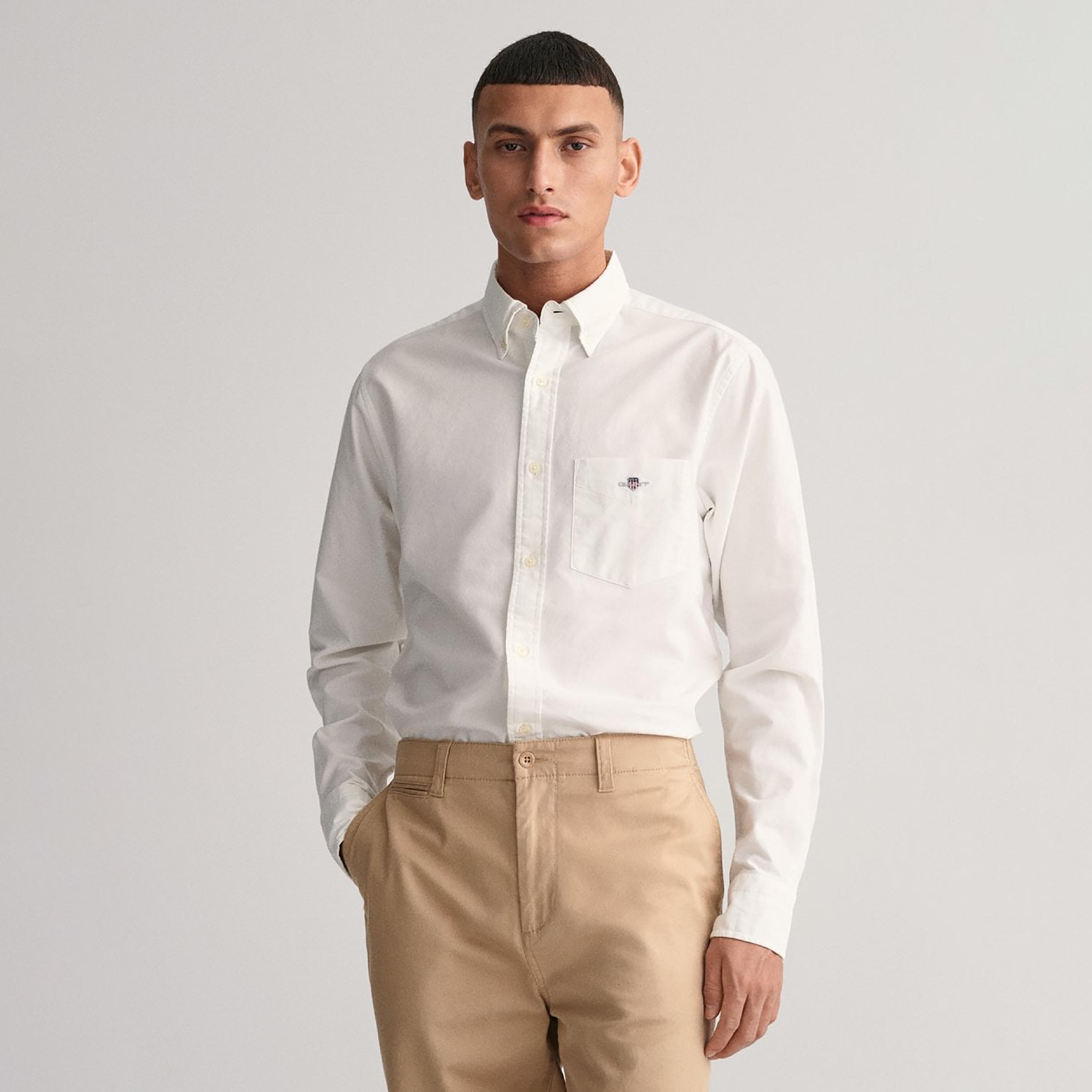 Gant Plain Regular Fit Long Sleeves Oxford Button-Down Collar Men's Shirt-men-clothing-shirts-image-1