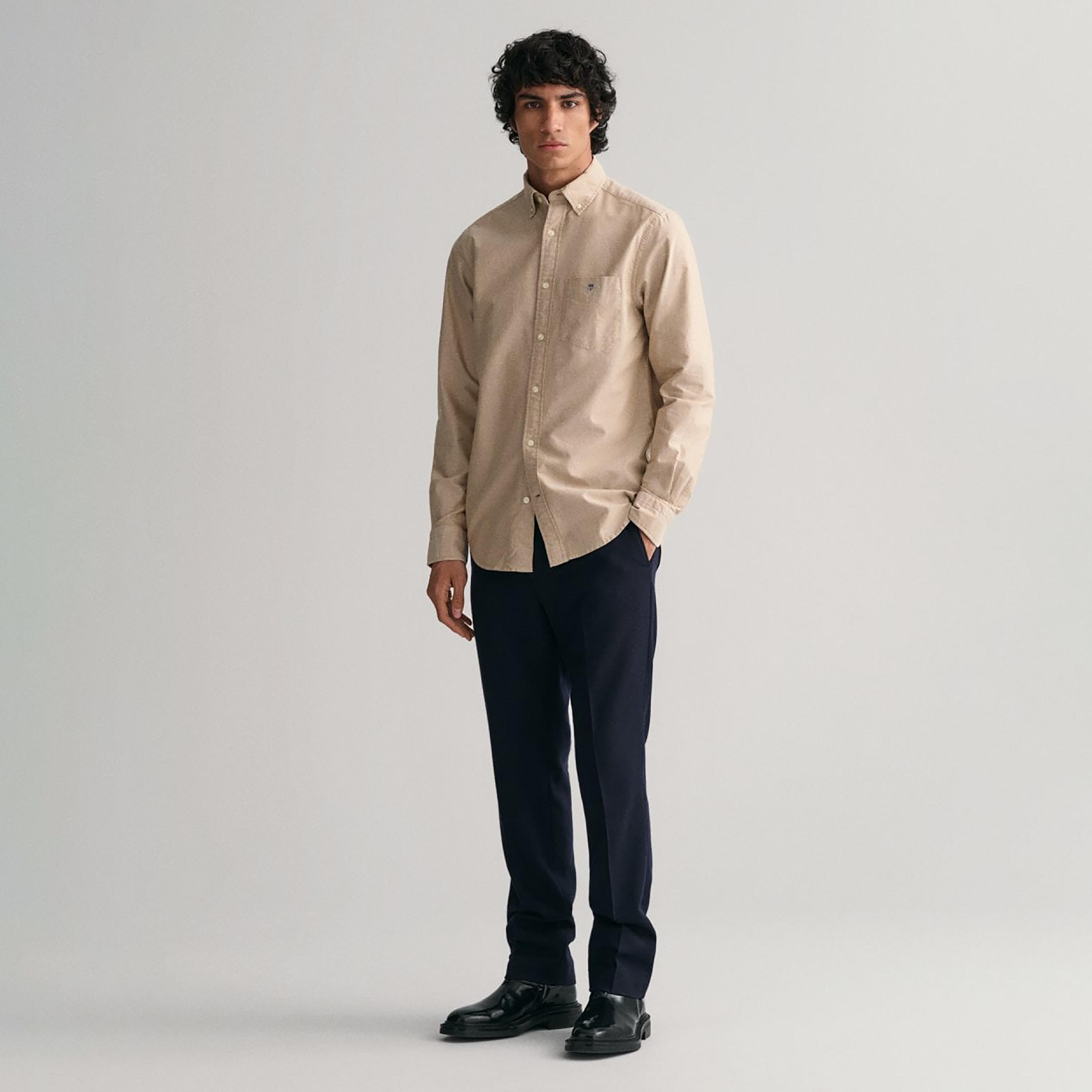 Gant Logo Detail Button Down Collar Long Sleeves Shirt with Patch Pocket-men-clothing-shirts-image-2