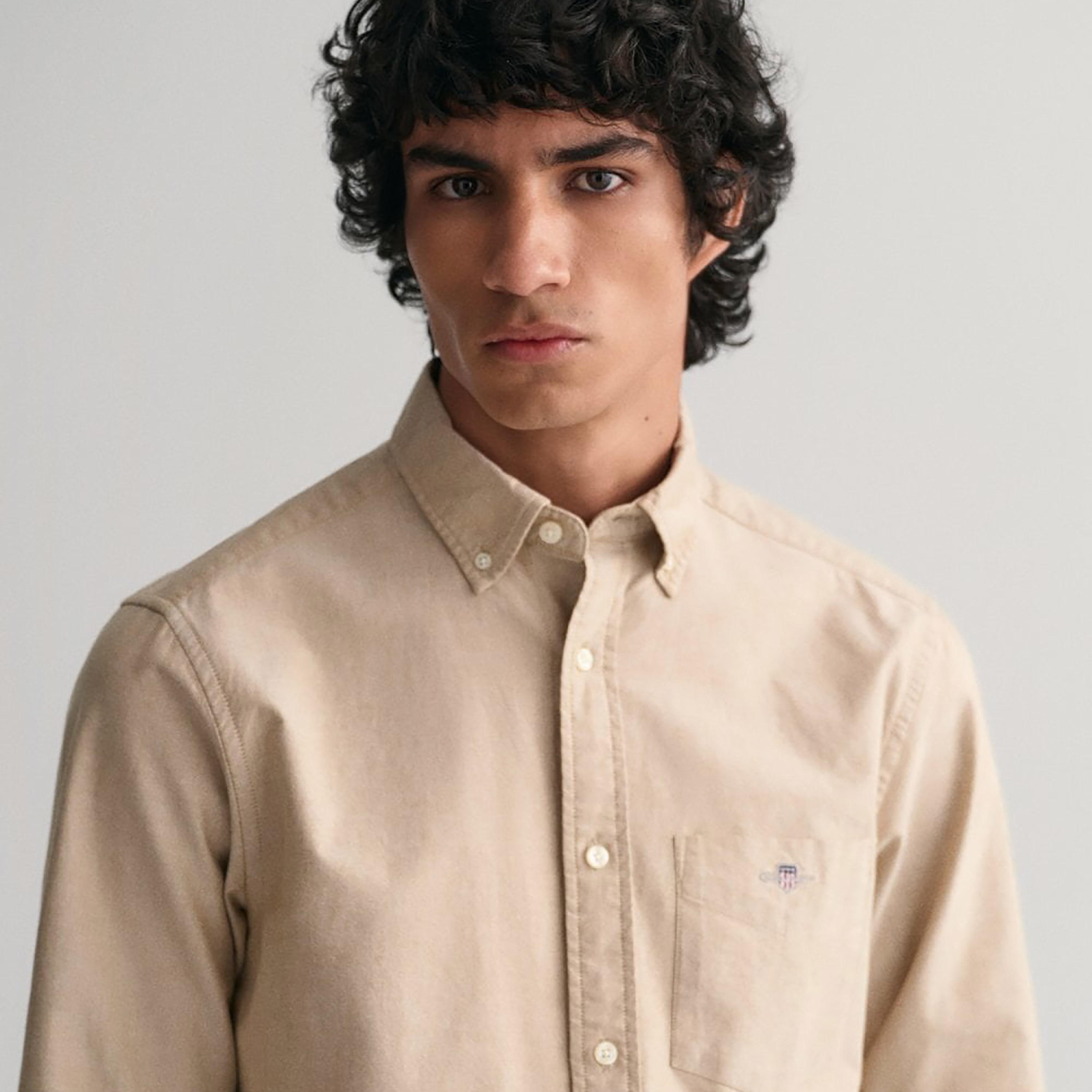 Gant Logo Detail Button Down Collar Long Sleeves Shirt with Patch Pocket-men-clothing-shirts-image-3