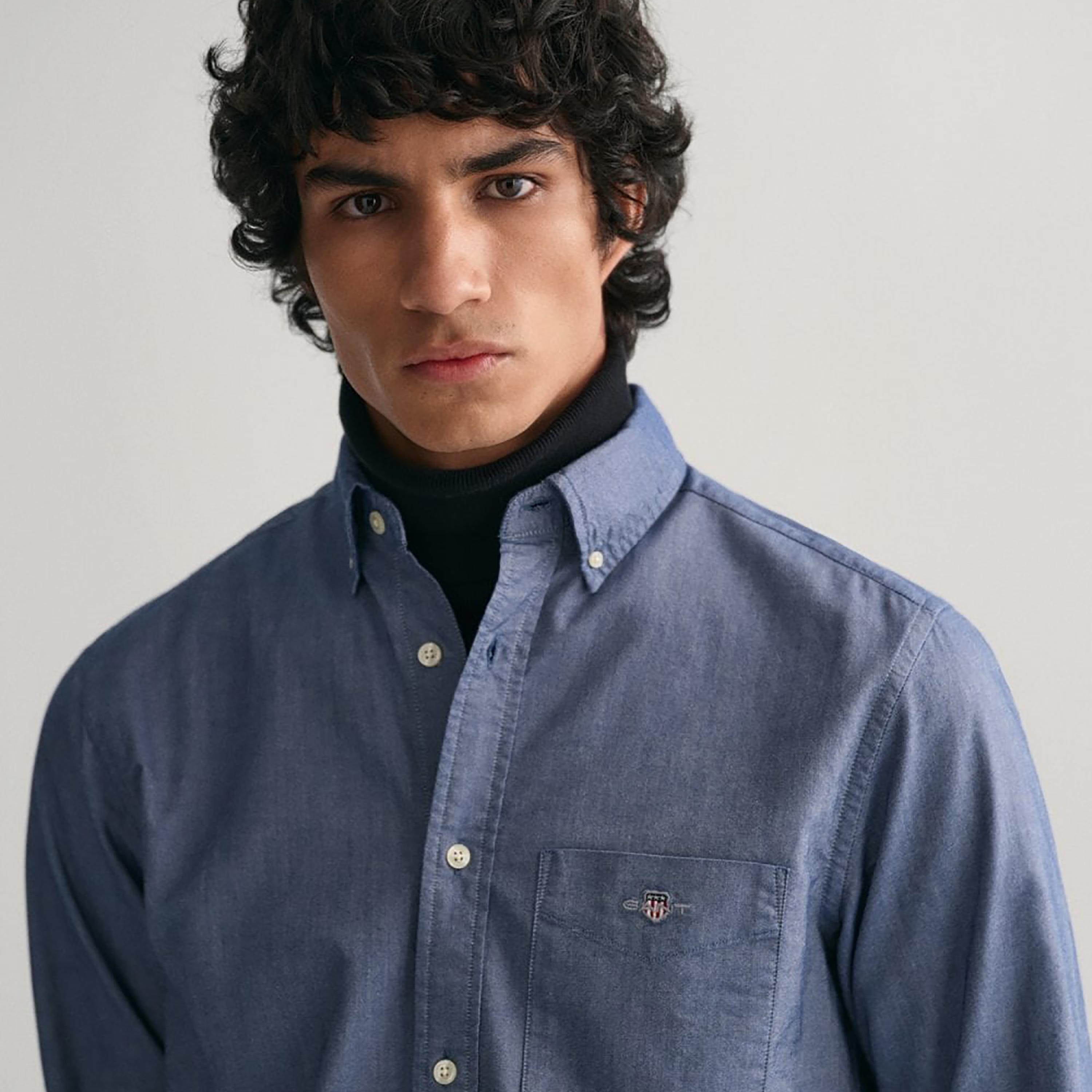 Gant Logo Detail Button Down Collar Long Sleeves Shirt with Patch Pocket-men-clothing-shirts-image-2